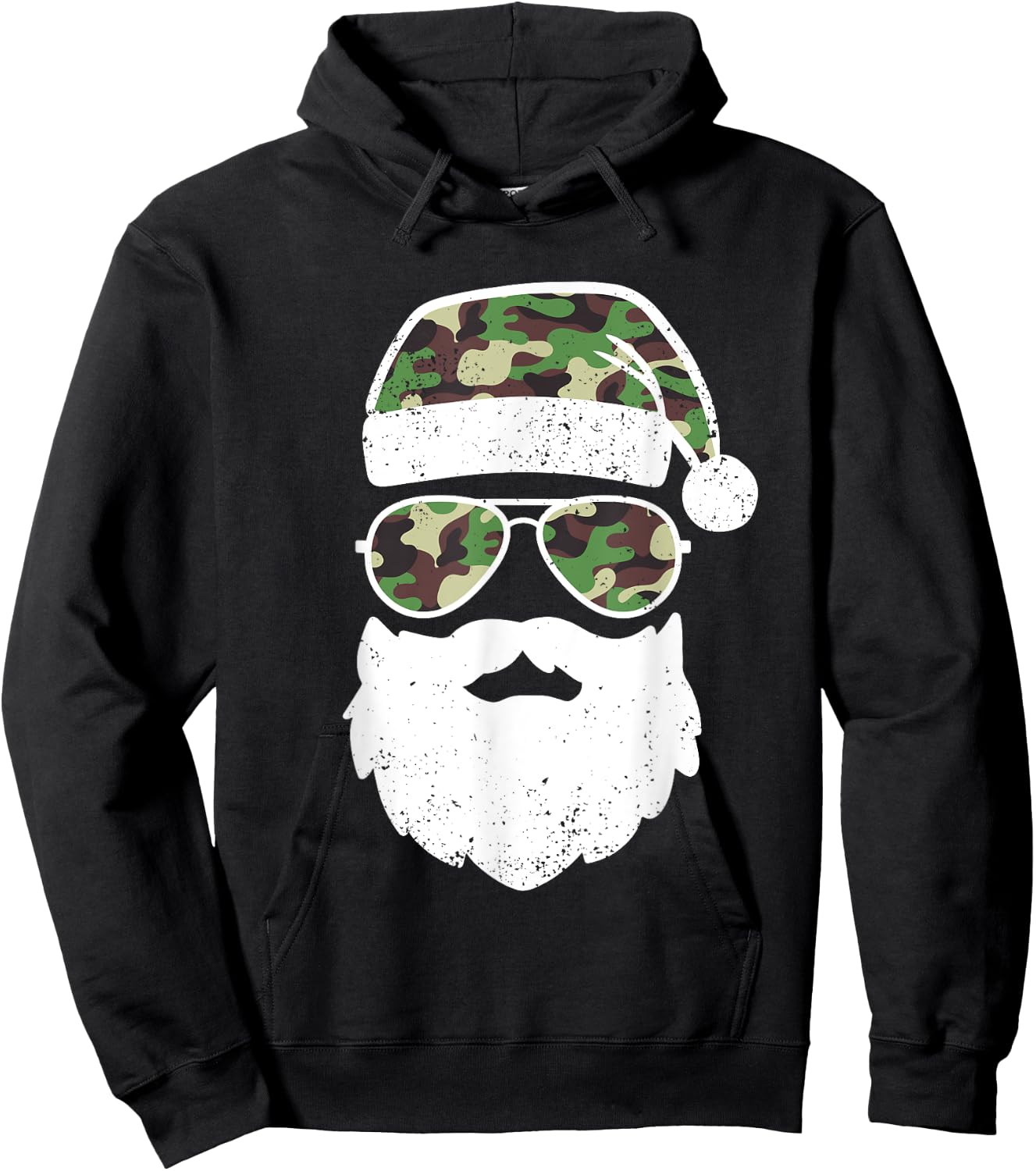 Funny Camo Christmas Pajama Funny Camo Matching Family Hoodie - Hoodie | Black