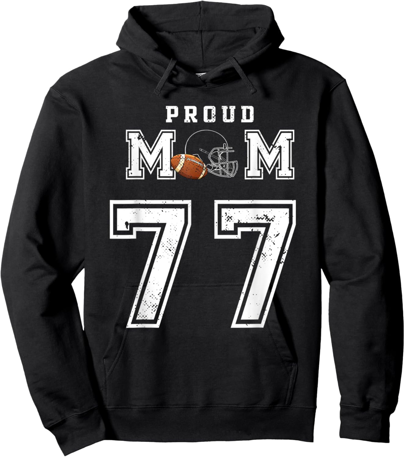 Custom Proud Football Mom Number 77 Personalized Hoodie - Hoodie | Black