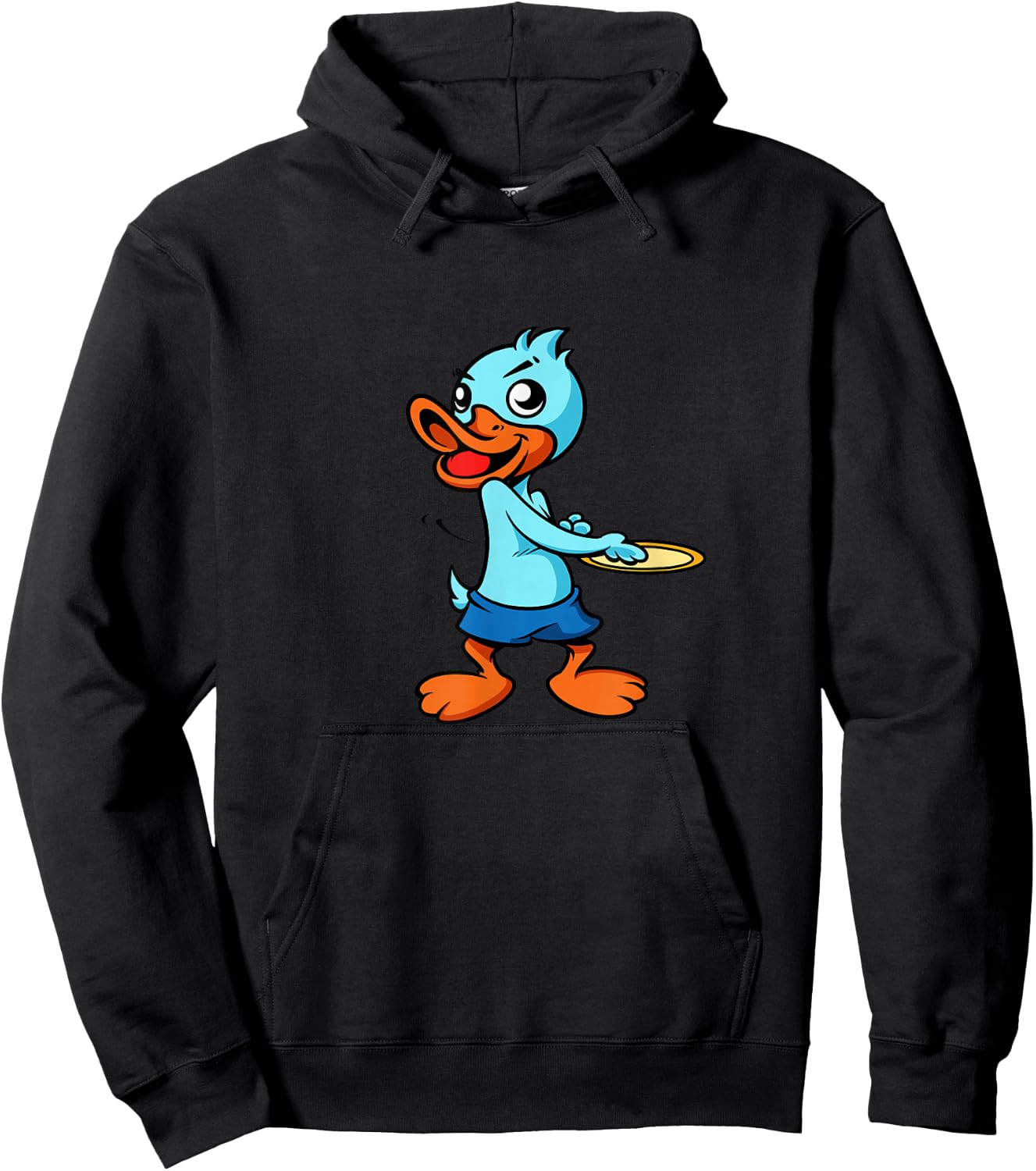Comic duck plays Ultimate Frisbee Hoodie - Hoodie | Black