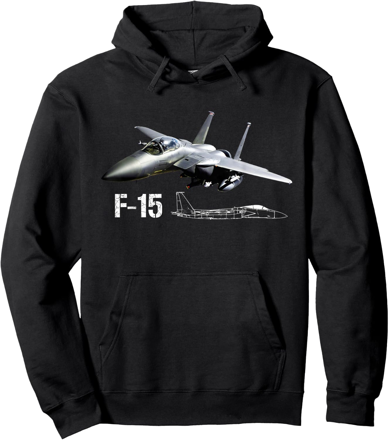 F-15 Eagle Jet Military Stealth Blueprint Fighter Jet Hoodie - Hoodie | Black