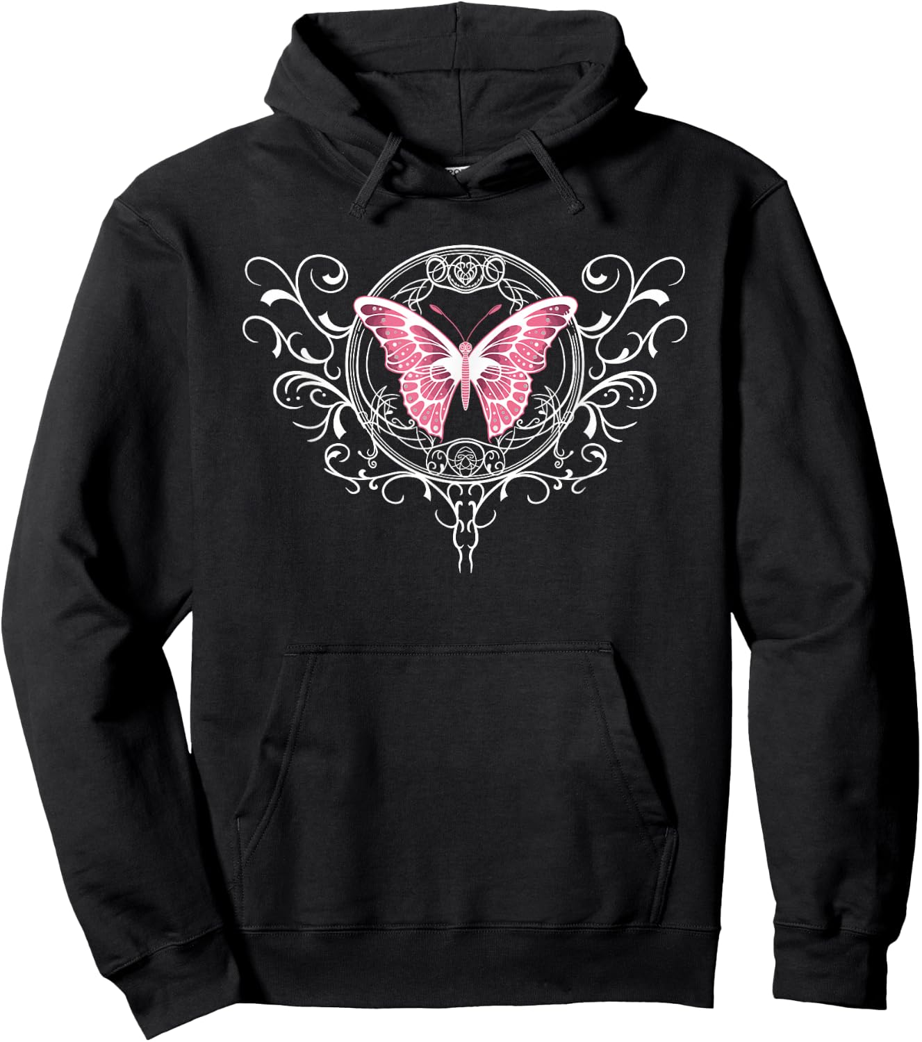 Fairycore Dark Grunge Tattoo Butterfly Y2K Aesthetic Hoodie - Hoodie | Black