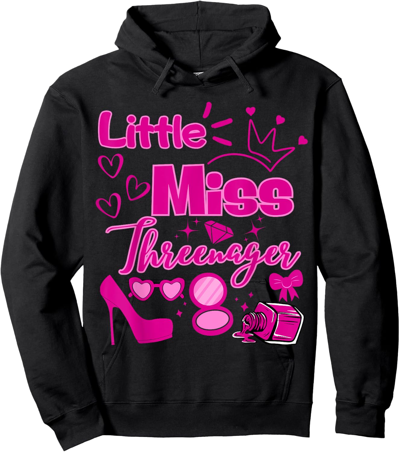 Miss Threenager 13 Birthday Girls Salon SPA Makeup Party Hoodie - Hoodie | Black