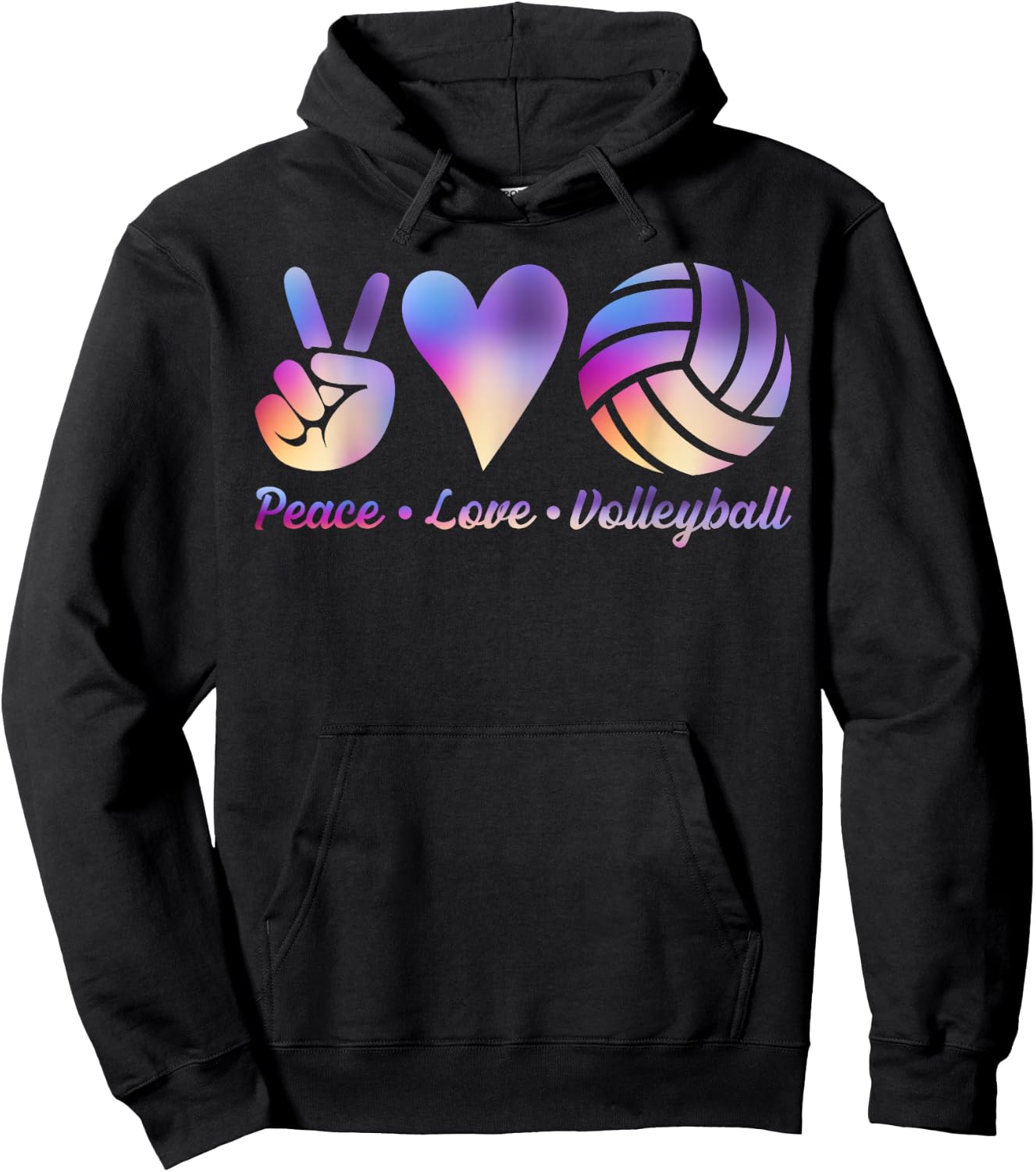 Cool Tie Dye Volleyball Shirt Peace Love Volleyball Design Hoodie - Hoodie | Black