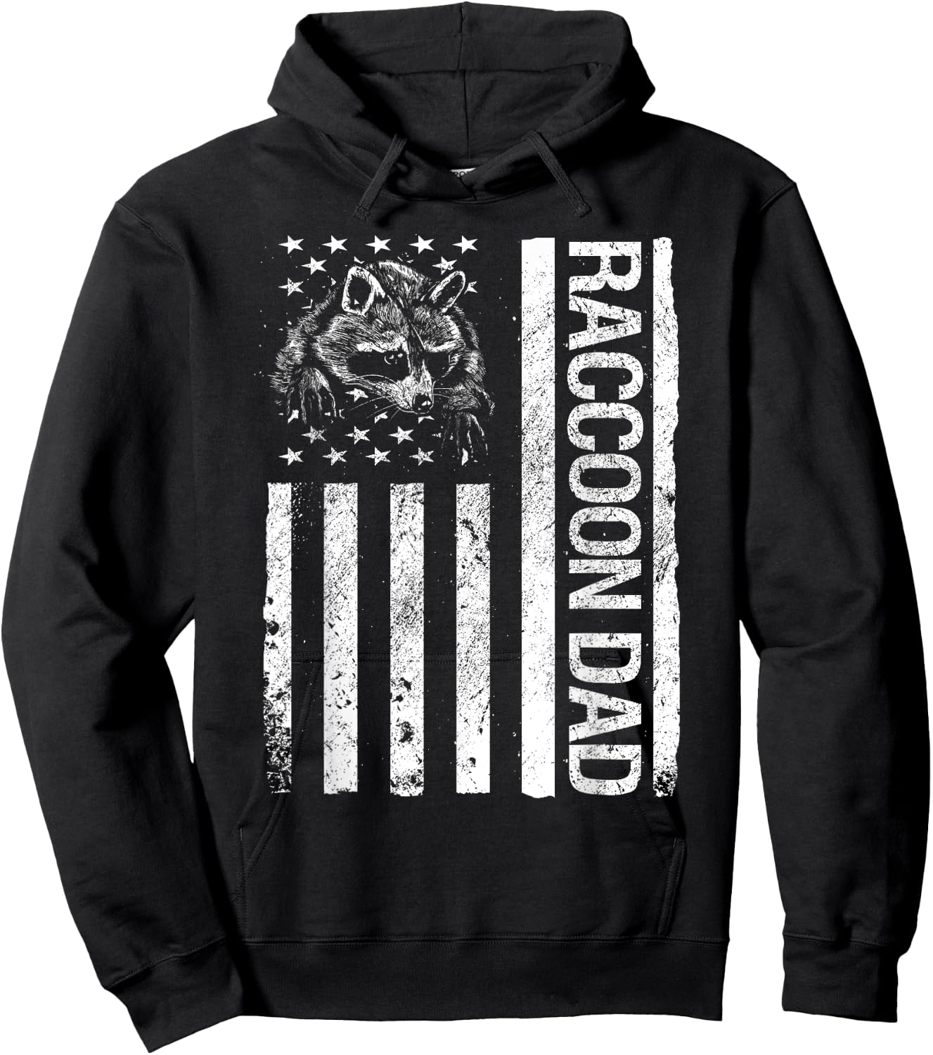 Raccoon Dad American USA Flag Funny Pet Raccoon Lover Hoodie - Hoodie | Black