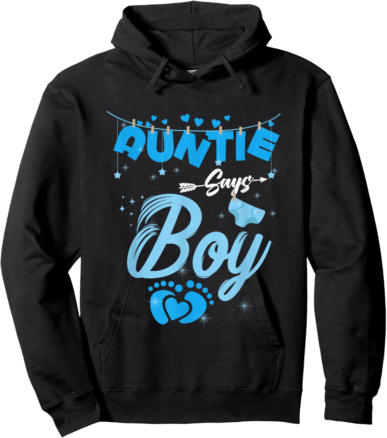Gender Reveal Auntie Says Boy Baby Matching Family Set Hoodie - Hoodie | Black