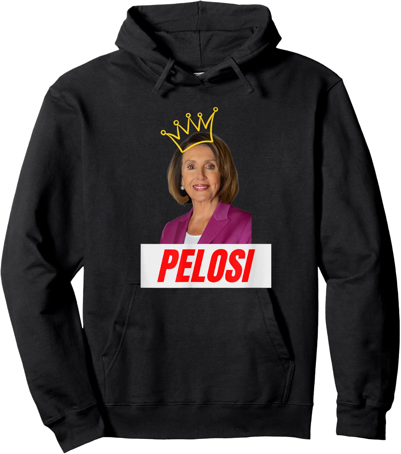 Congress Nancy Pelosi with Crown Letter Box Name Hoodie - Hoodie | Black