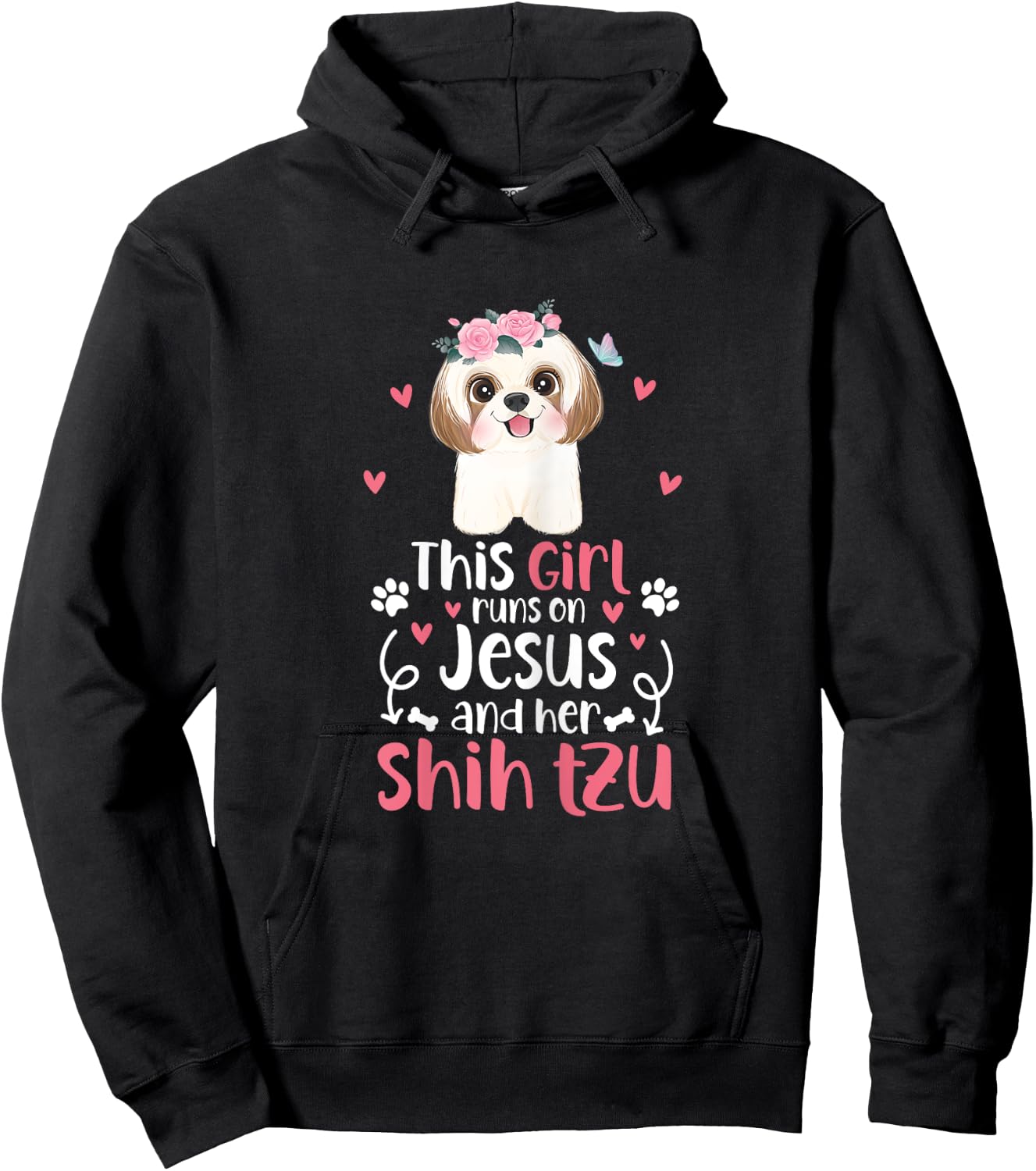 Shih Tzu This Girl Runs On Jesus And Shih Tzu Dog Hoodie - Hoodie | Black