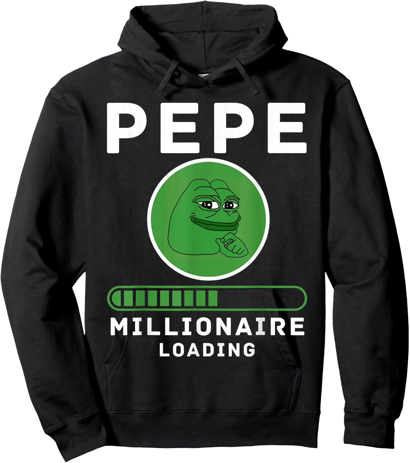 Pepe Millionaire Loading Crypto Meme Shitcoin Hoodie - Hoodie | Black
