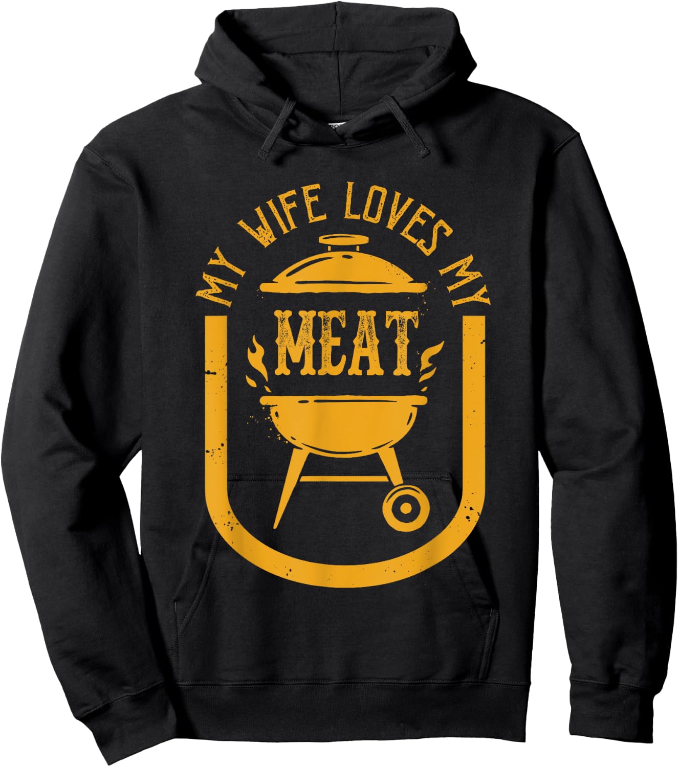 My Wife Loves My Meats Funny Pun Grilling BBQ Lovers Foodies Hoodie - Hoodie | Black