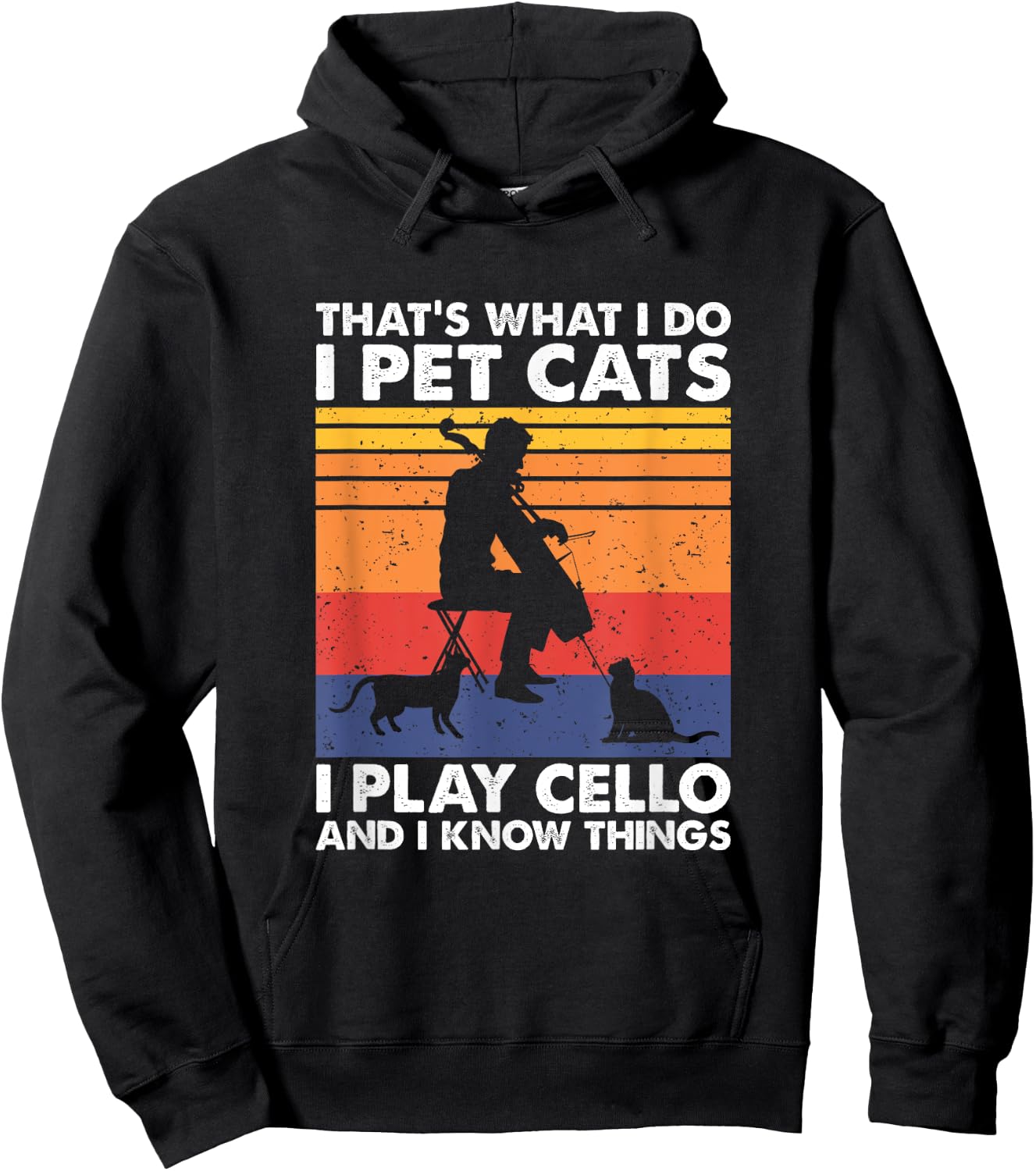 That's What I Do I Pet Cats I Play Cello & I Know Things Hoodie - Hoodie | Black