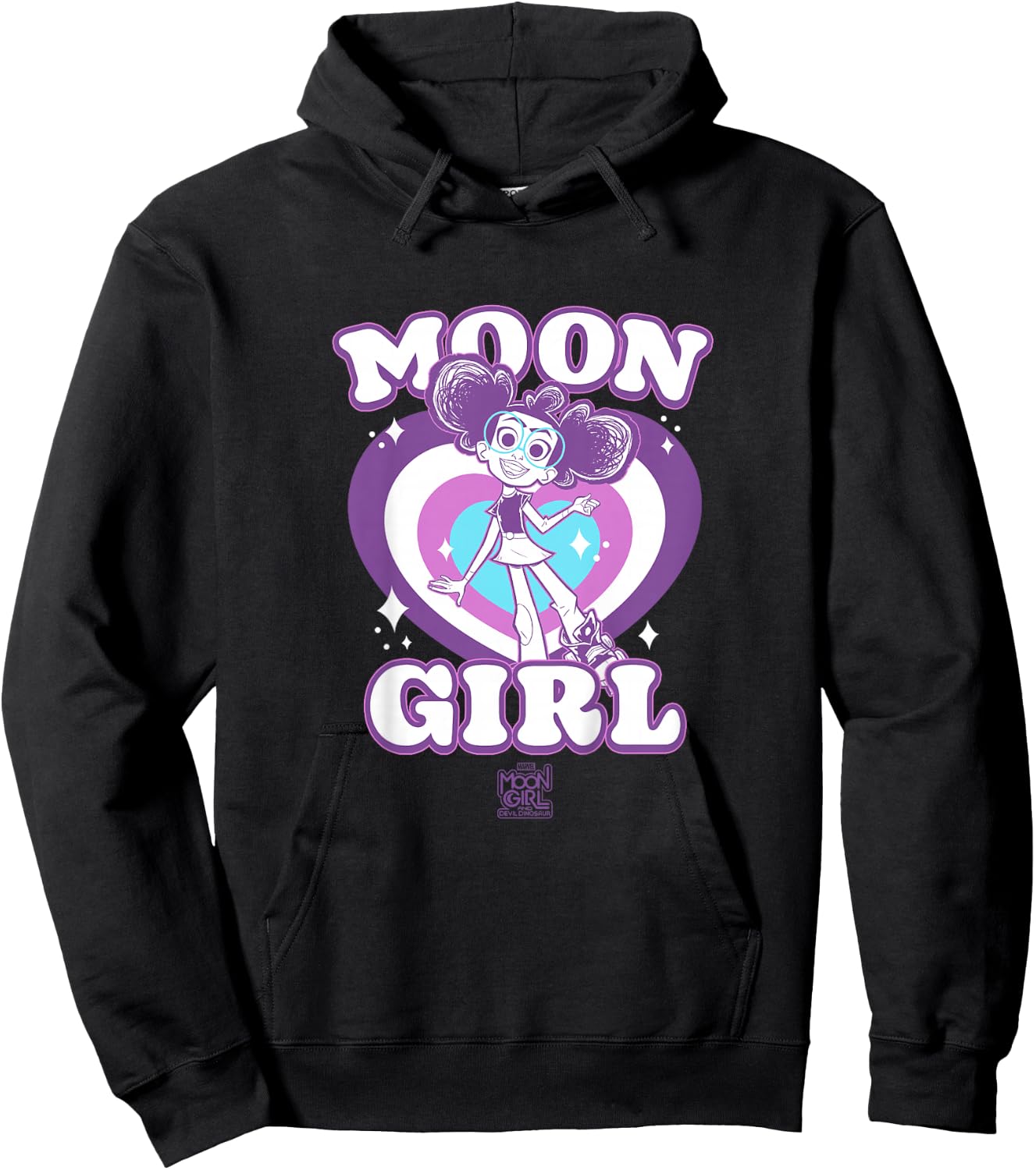 Kids Marvel Moon Girl And Devil Dinosaur Moon Girl Retro Hearts Hoodie - Hoodie | Black