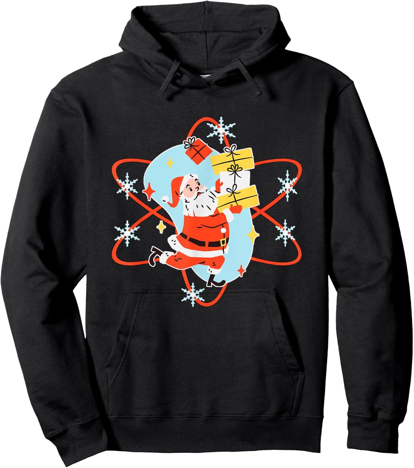 Retro Christmas Mid Century Modern Atomic Santa Claus Hoodie - Hoodie | Black