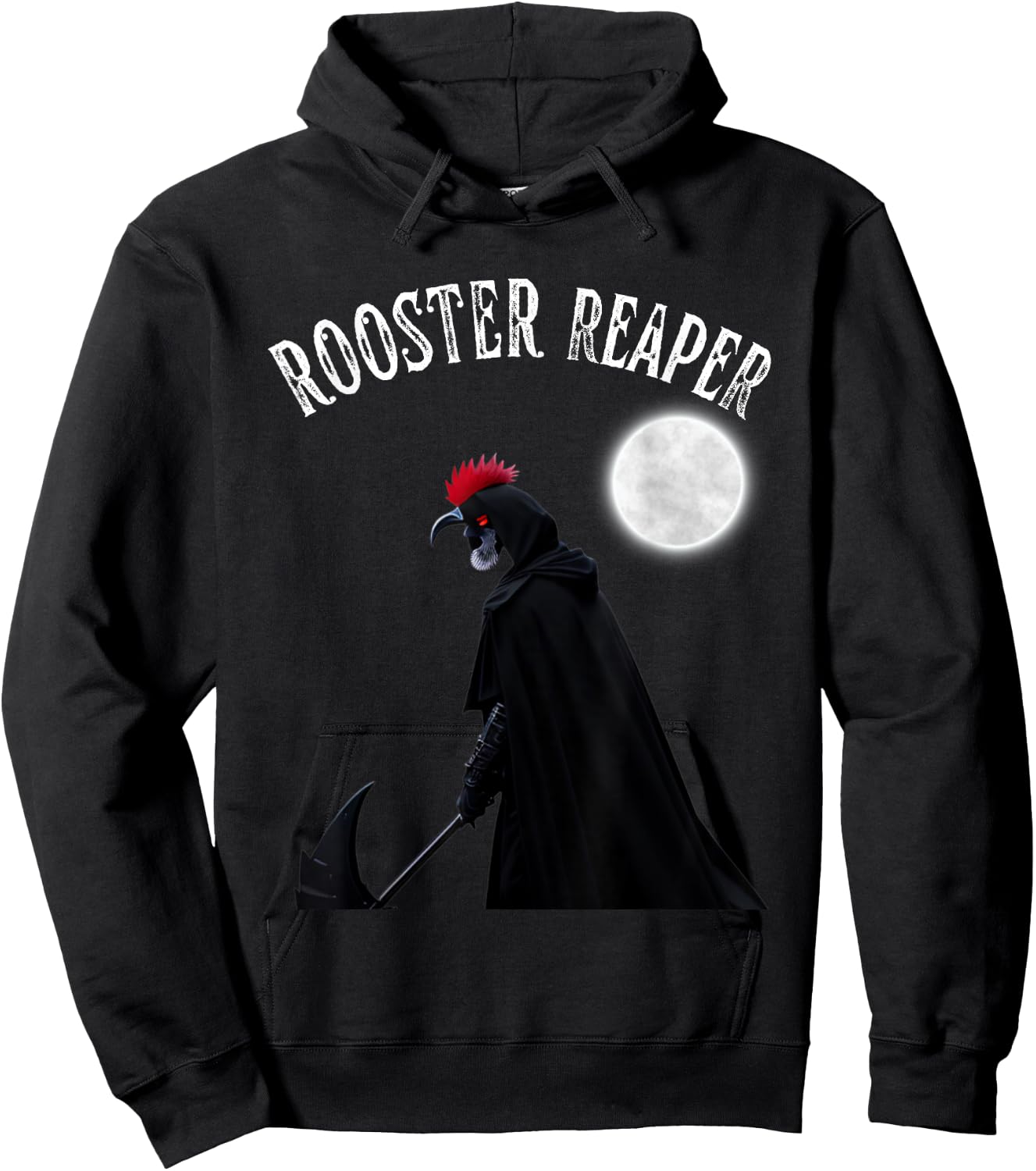 Halloween Scary Chicken Rooster Reaper Goth Farmer Hoodie - Hoodie | Black