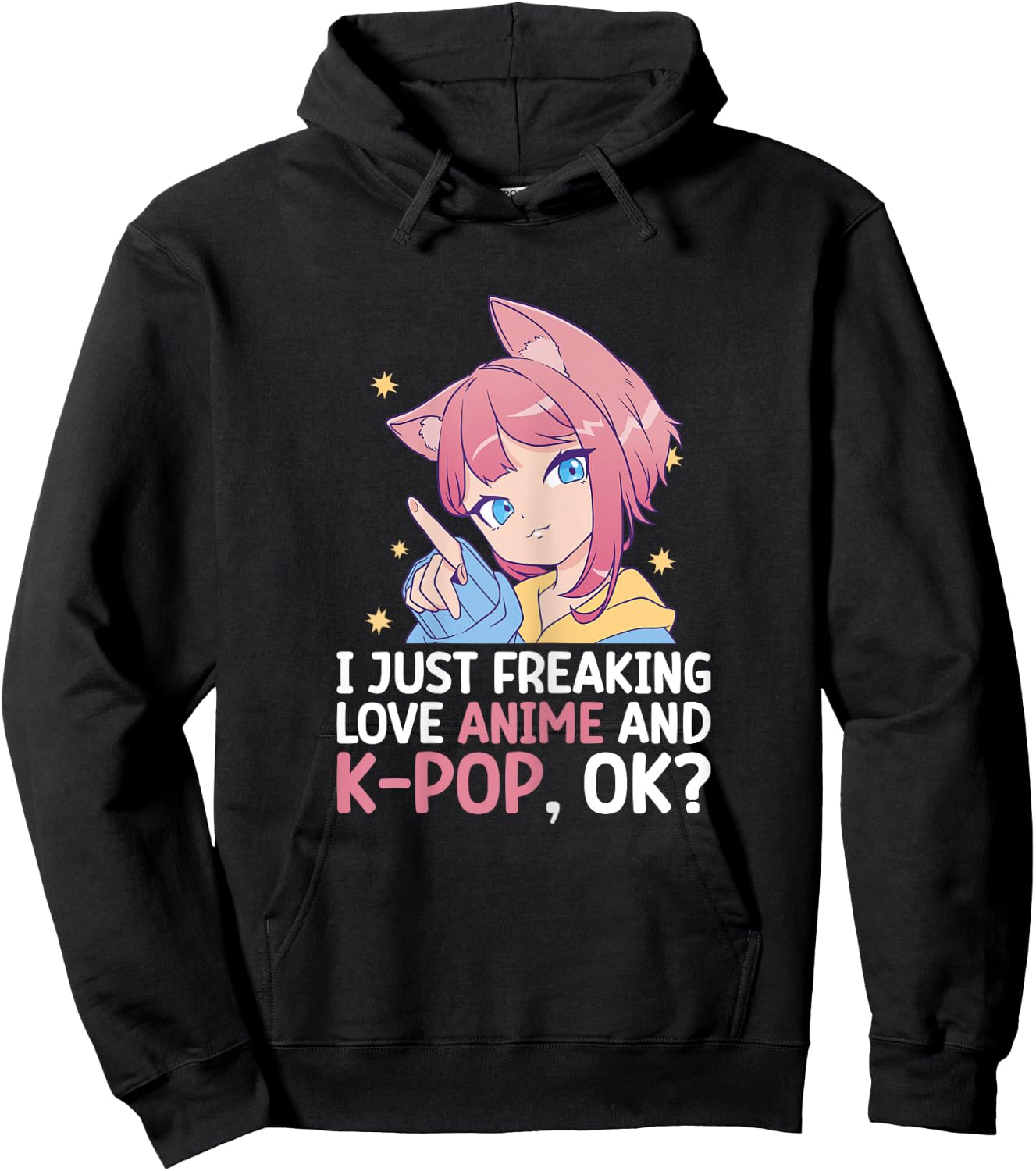 I Just Freaking Love Anime And K-Pop Kdrama Kpop Teen Girl Hoodie - Hoodie | Black