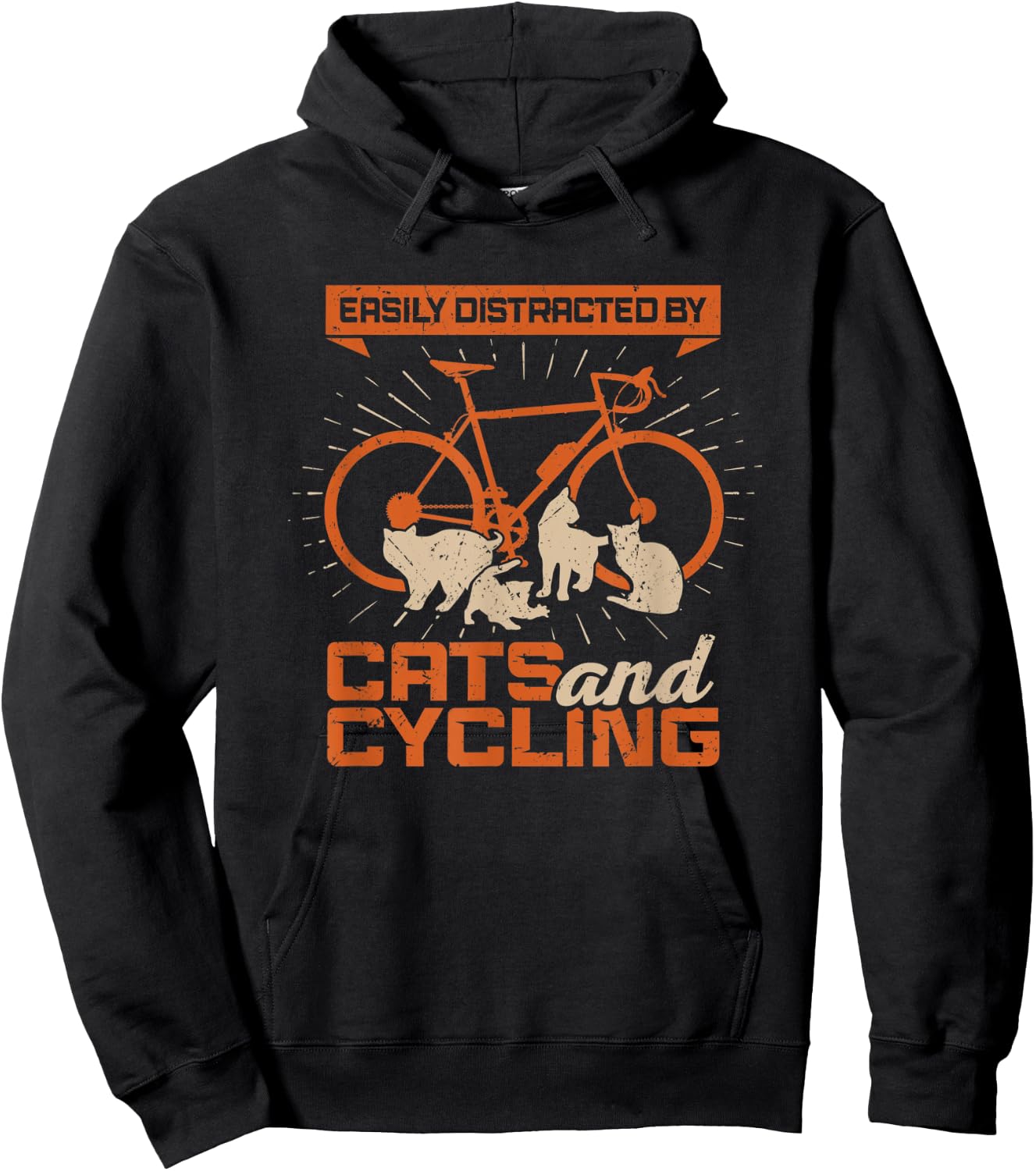 Easily Distracted By Cats And Cycling Hoodie - Hoodie | Black