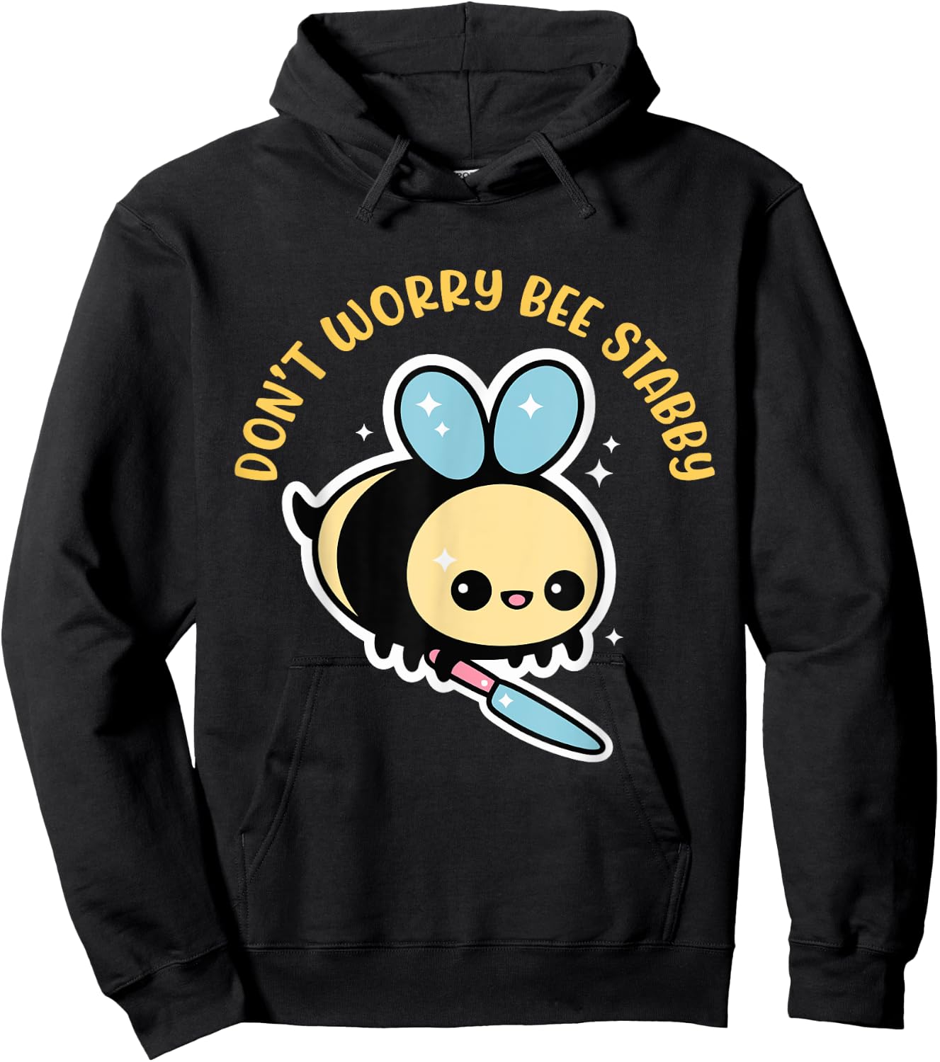 Don't Worry Bee Happy Whisperer Funny Bee Knife Quote Hoodie - Hoodie | Black