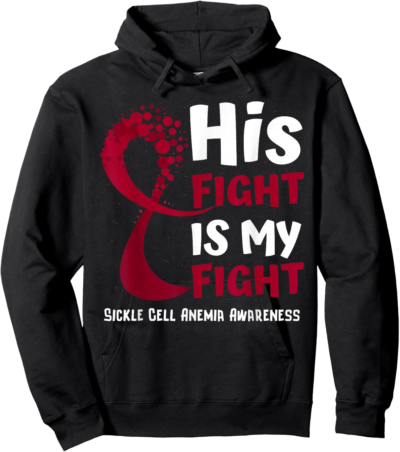Sickle Cell Anemia Awareness Burgundy Ribbon Family Fighter Hoodie - Hoodie | Black