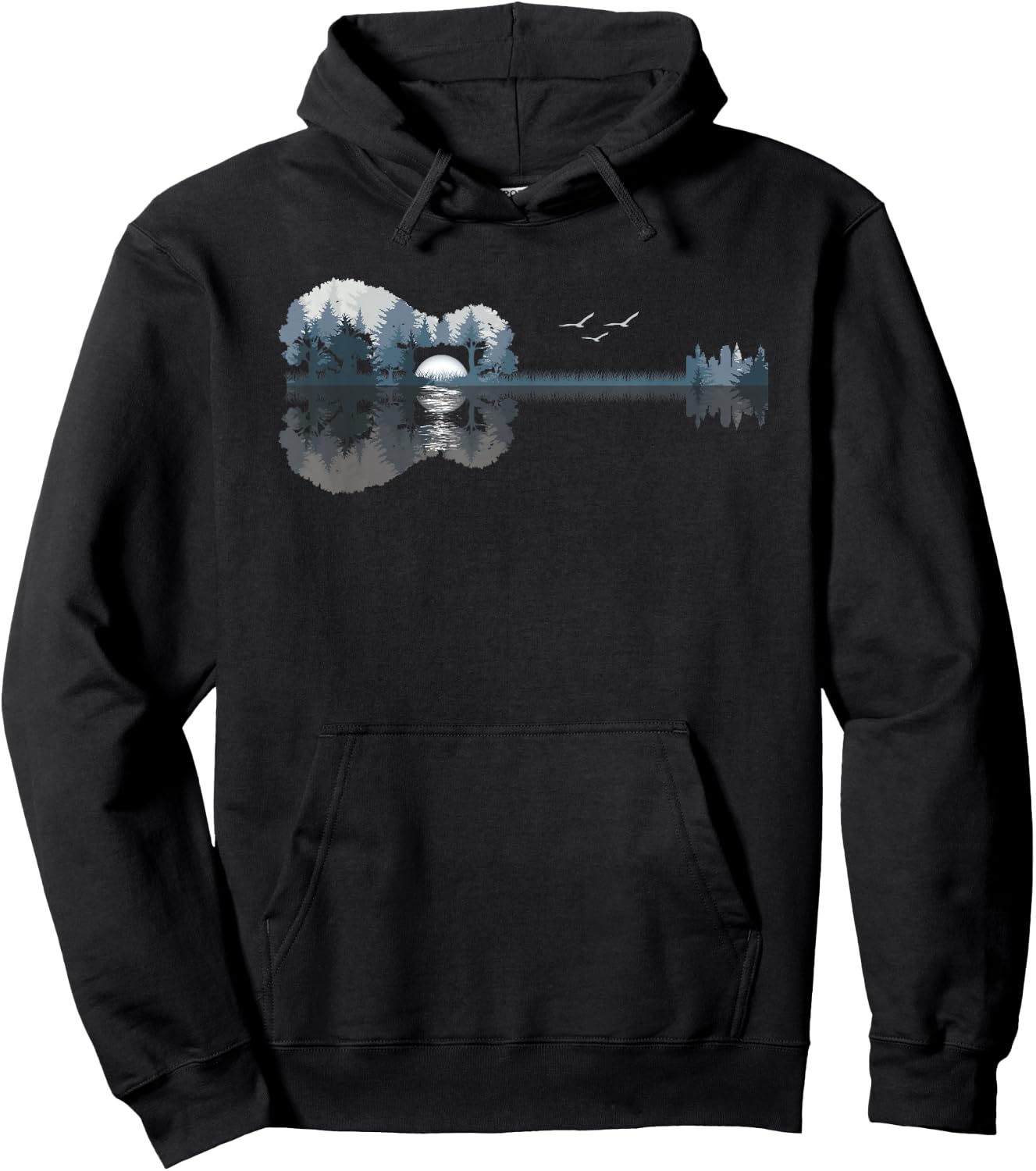 Acoustic Guitar Lake Music Guitarist Musician Men Women Hoodie - Hoodie | Black