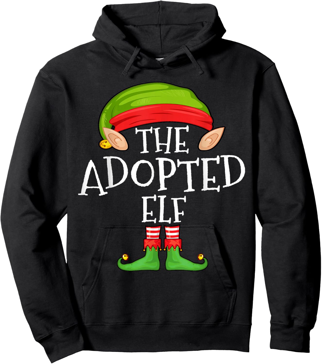 Xmas Adopted Elf Matching Shirt, Men Christmas Family Elf Hoodie - Hoodie | Black