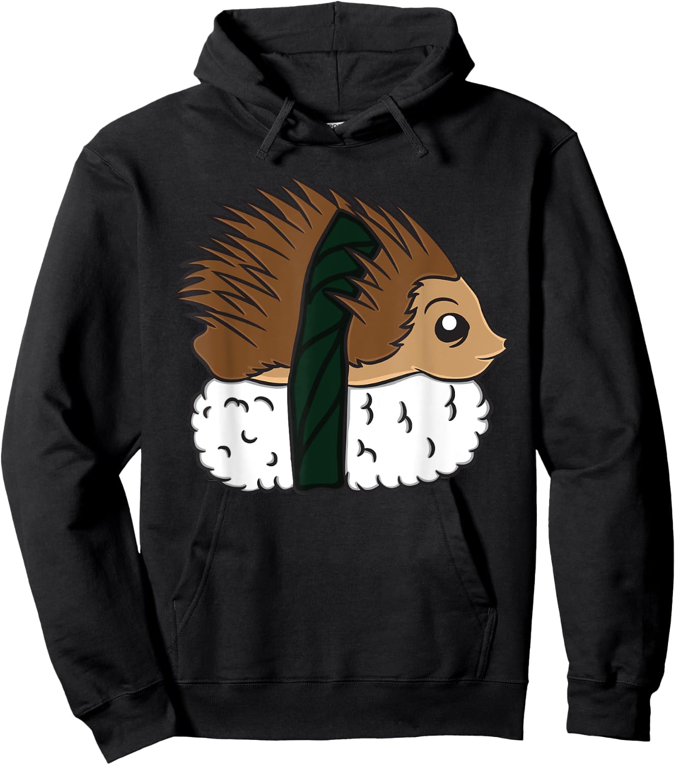 Funny Hedgehog Sushi Japanese Dish Safari Animal Gag Outfit Hoodie - Hoodie | Black