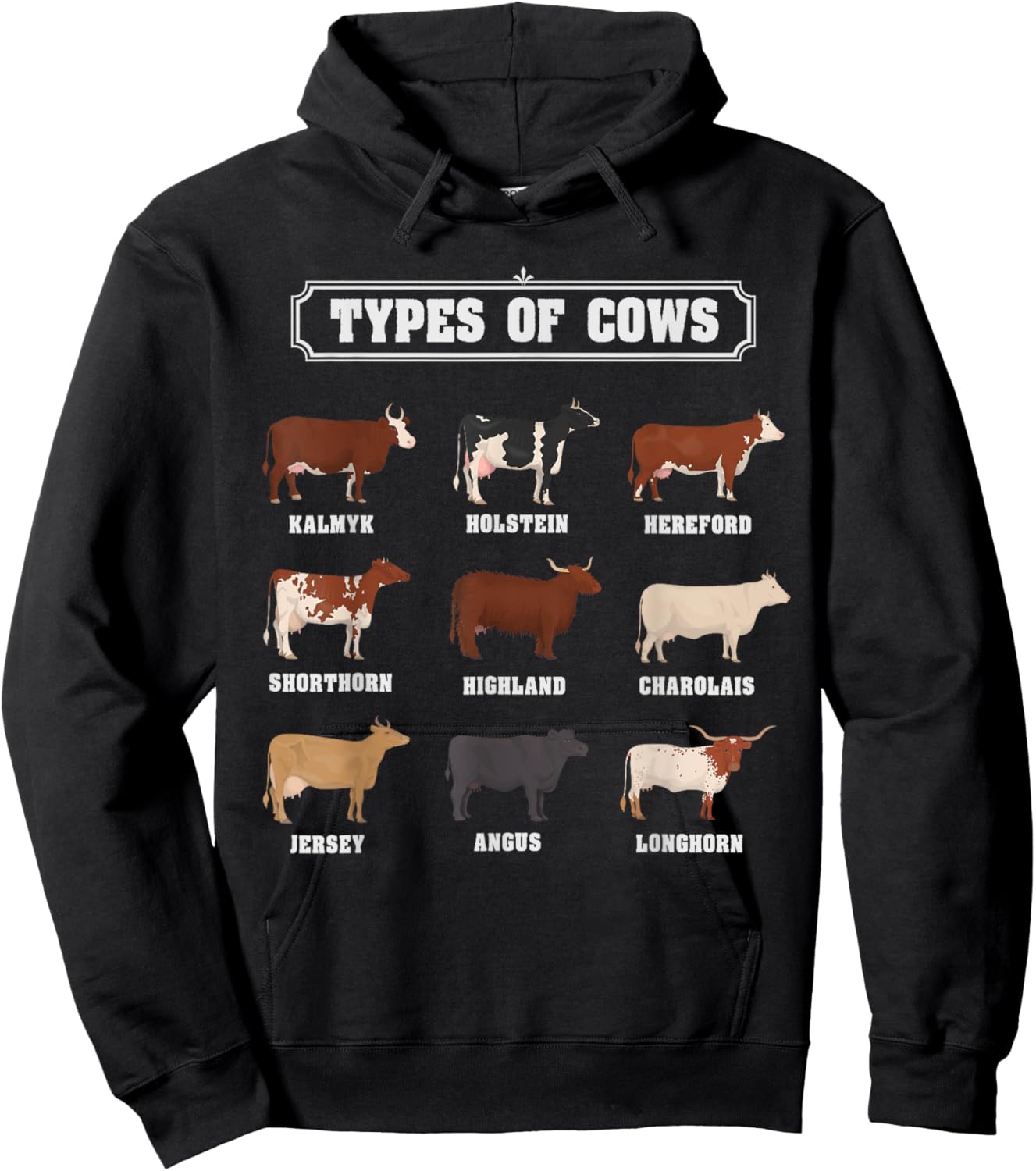 Types Of Cow & Cattle Ideas For Kids & Boys Farmer Costume Hoodie - Hoodie | Black