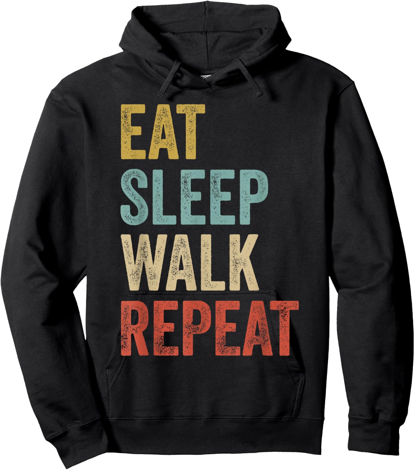 Eat Sleep Walk Repeat Retro Funny Walking Hoodie - Hoodie | Black