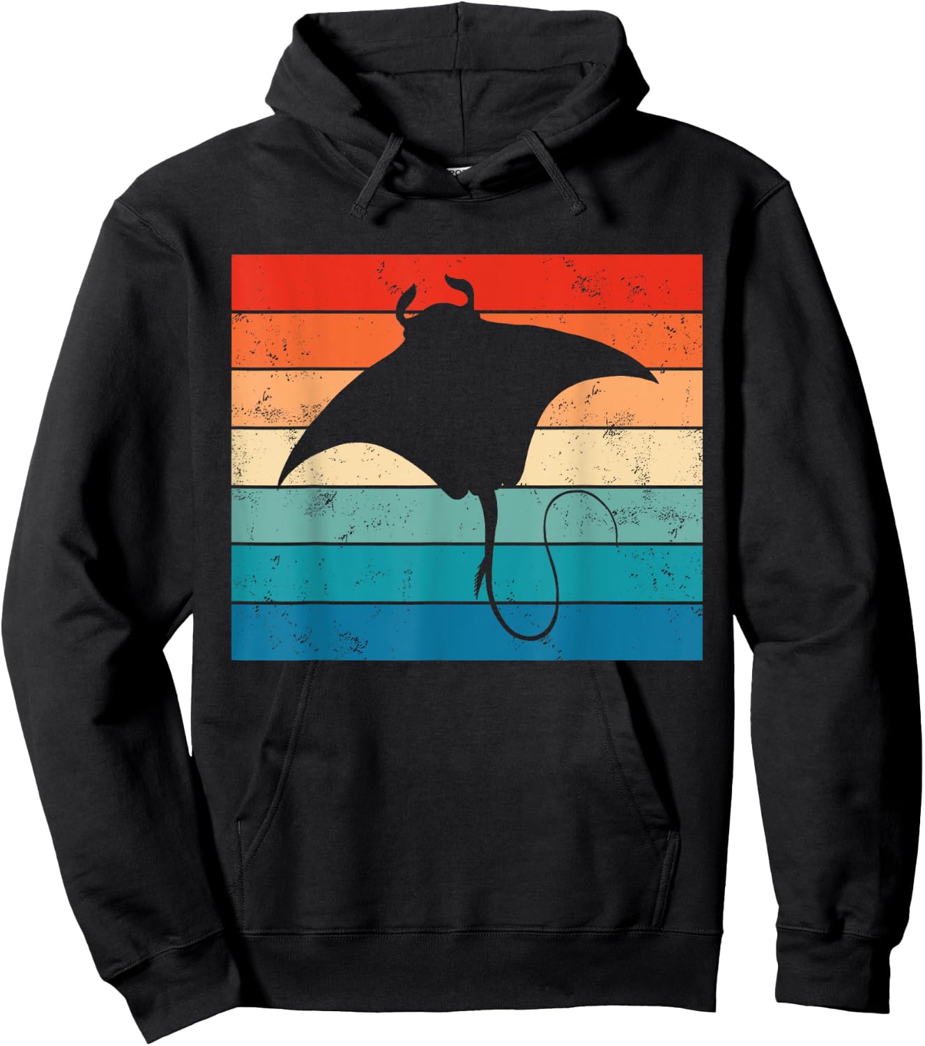 Ocean Animal Scuba Diving Stingray Retro Manta Ray Retro Hoodie - Hoodie | Black