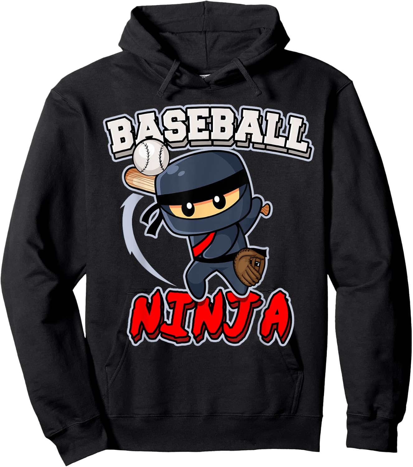 Baseball Ninja Player Batter Baseball Hoodie - Hoodie | Black