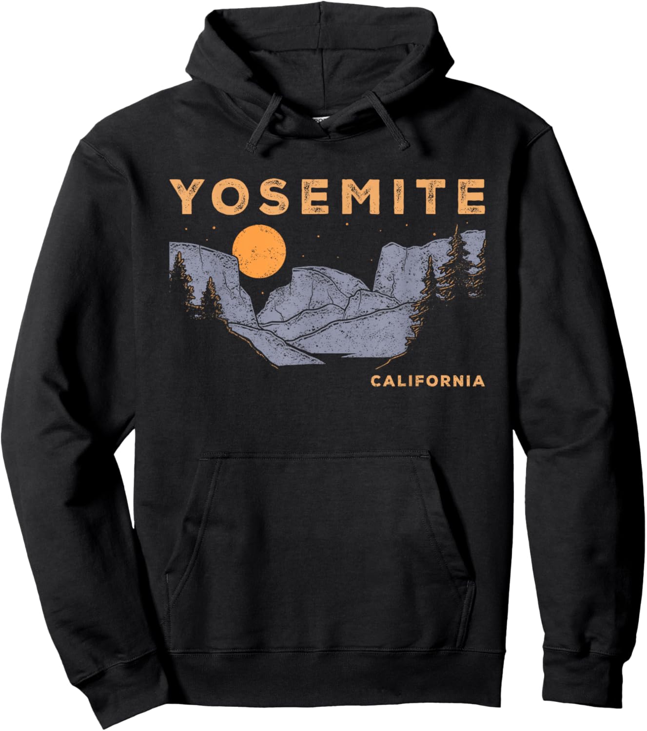 Retro Yosemite Half-Dome National Park Vintage Hoodie - Hoodie | Black
