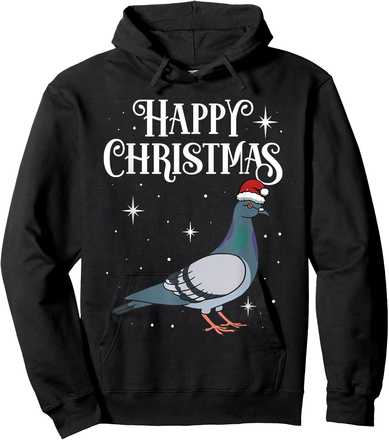 Happy Christmas Santa Hat Pigeon Breeders Birding Hoodie - Hoodie | Black