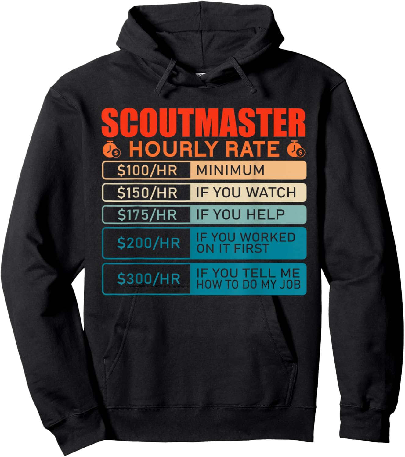 Scoutmaster Vintage Hourly Rate Hoodie - Hoodie | Black