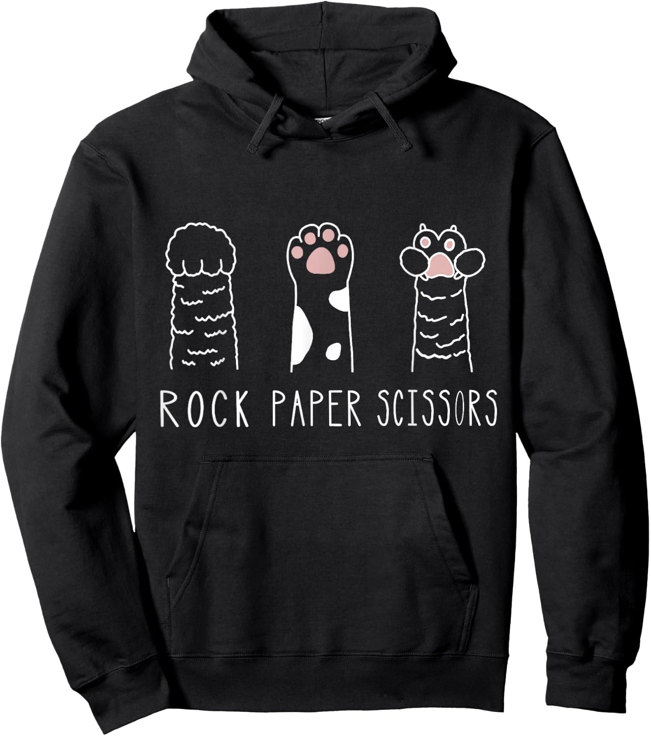 Rock Paper Scissors Cat Paw Hand Game Hoodie - Hoodie | Black