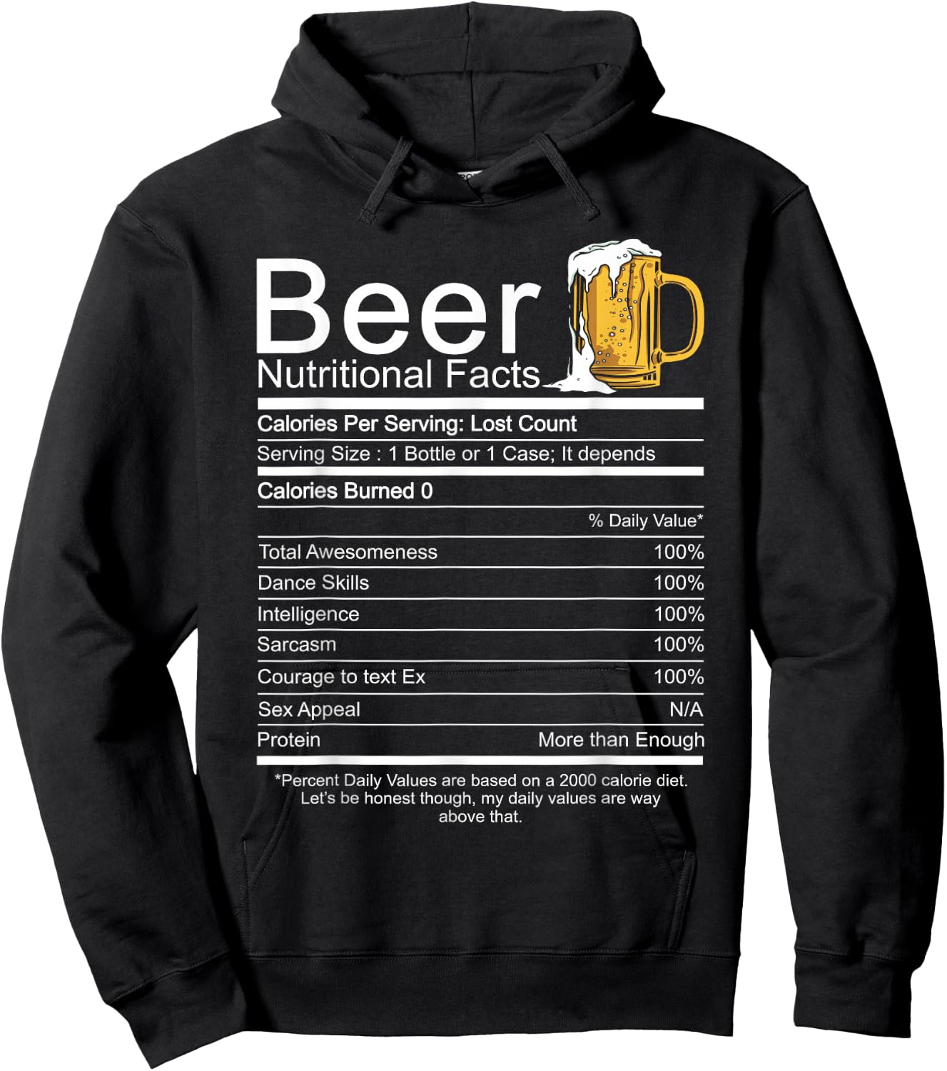 Beer Nutritional Facts Hoodie - Hoodie | Black