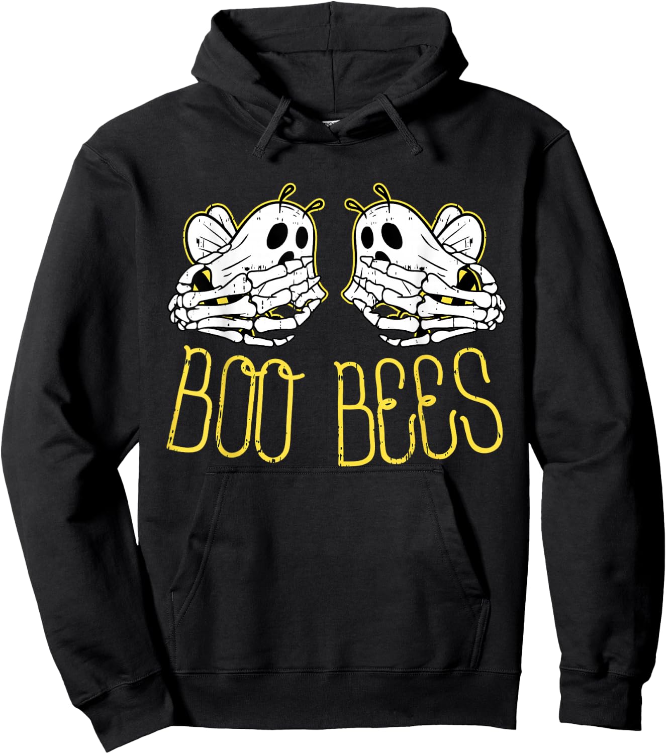 Boo Bees Skeleton Hand Funny Halloween Couple Costume Hoodie - Hoodie | Black