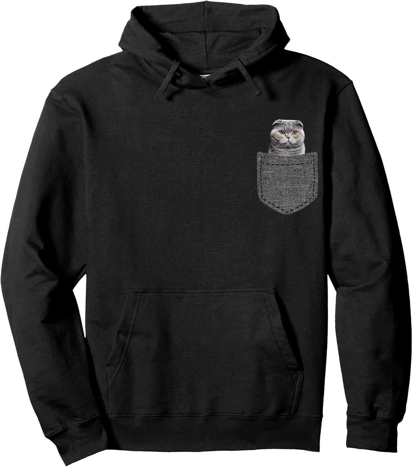Scottish Fold in Pocket Hoodie - Hoodie | Black