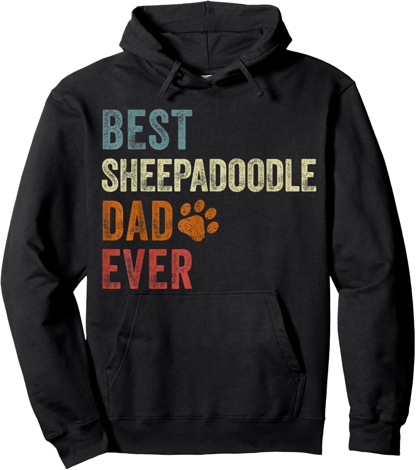 Retro Best Sheepadoodle Dad Ever Sheepadoodle Father's Day Hoodie - Hoodie | Black