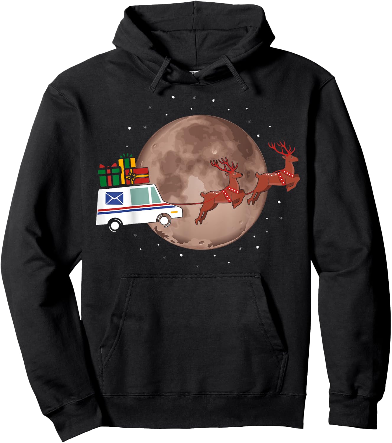 Mail Truck to the Moon Postal Workers Christmas Funny Hoodie - Hoodie | Black