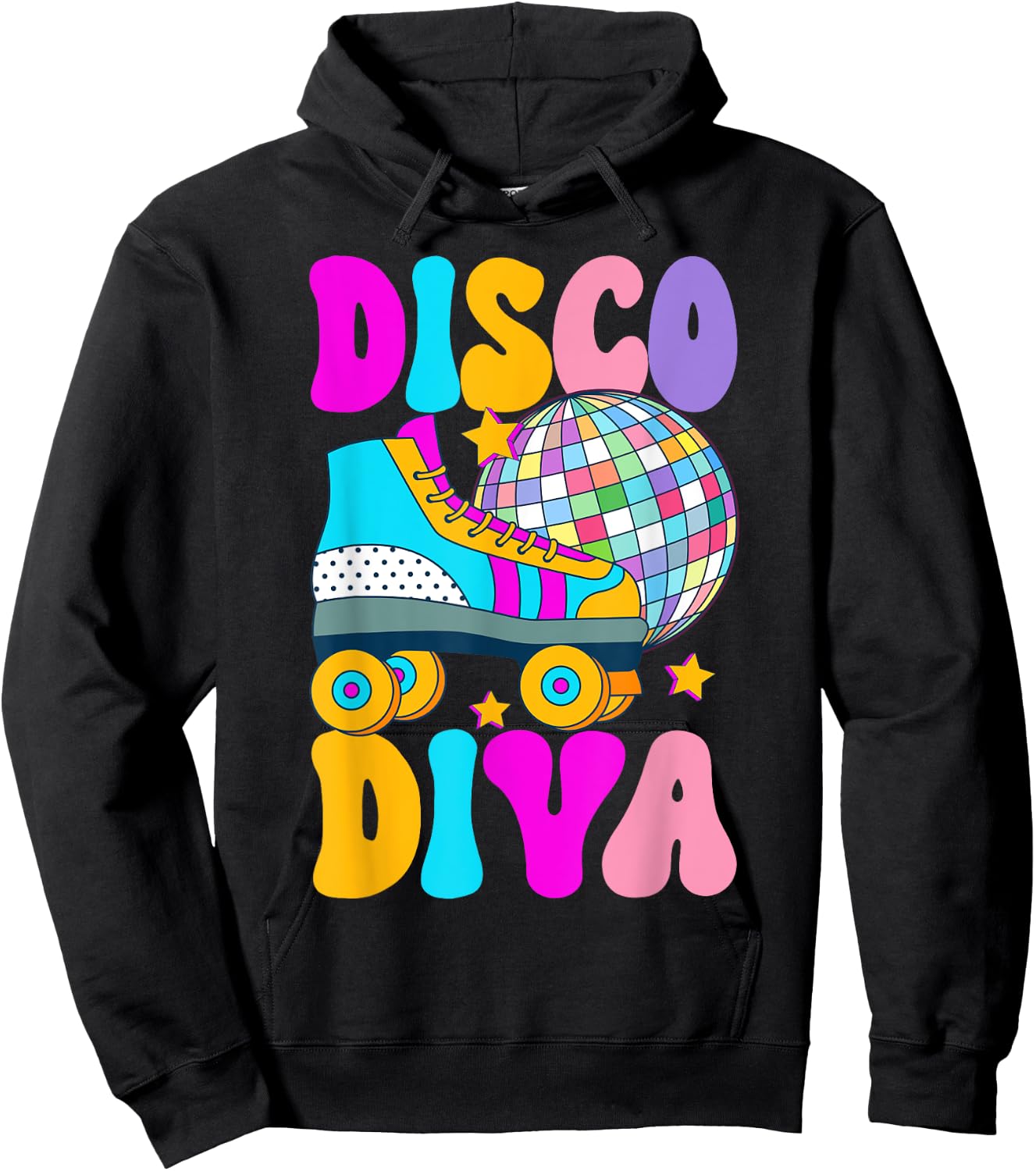 Roller Skating Disco Diva Skate Girl 70s Retro Hoodie - Hoodie | Black