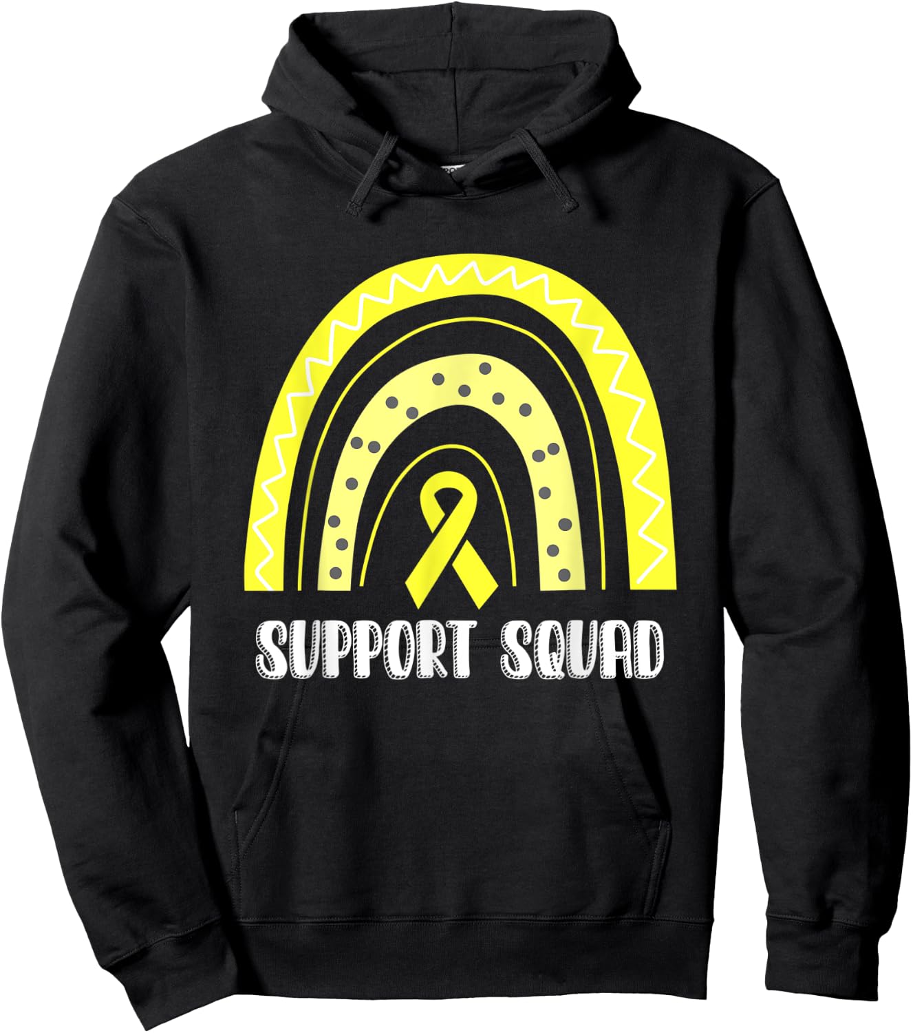 Support Squad Yellow Rainbow Myxoid Liposarcoma Awareness Hoodie - Hoodie | Black