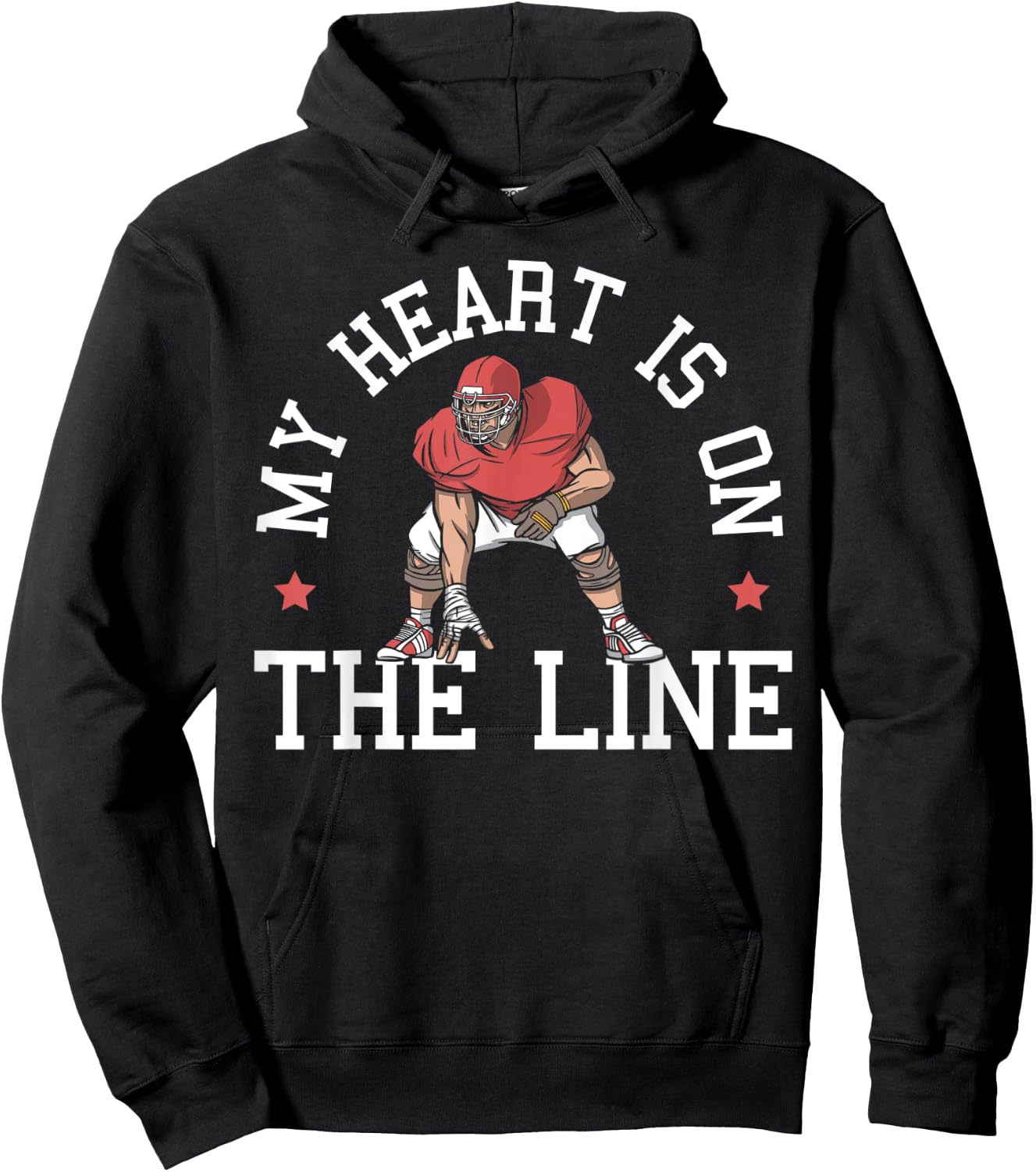 My Heart Is On The Line Football Mom Dad Offensive Lineman Hoodie - Hoodie | Black