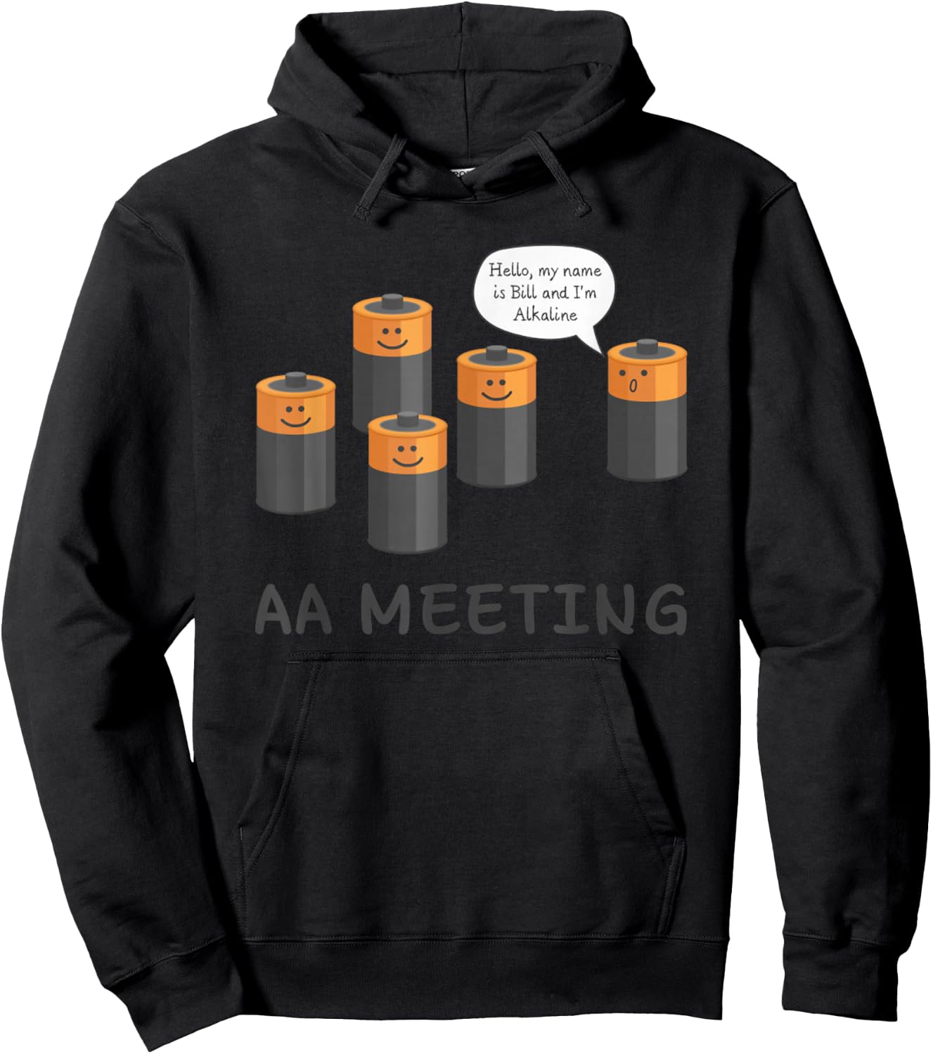 AA Meeting Cute Battery Funny Sarcastic Humor Hoodie - Hoodie | Black