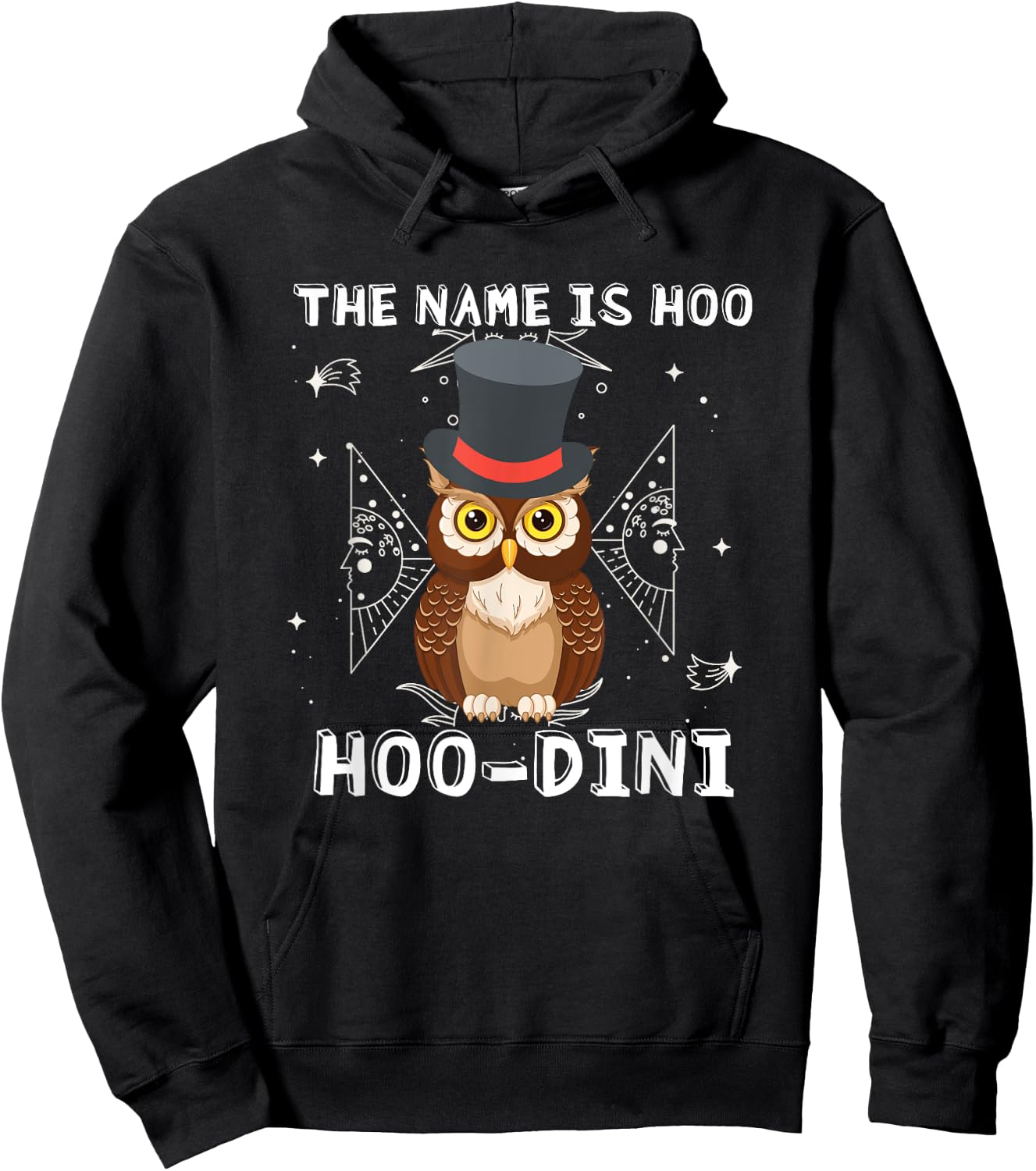 Cute owl funny houdini, Owl hoo dini pun magician Hoodie - Hoodie | Black