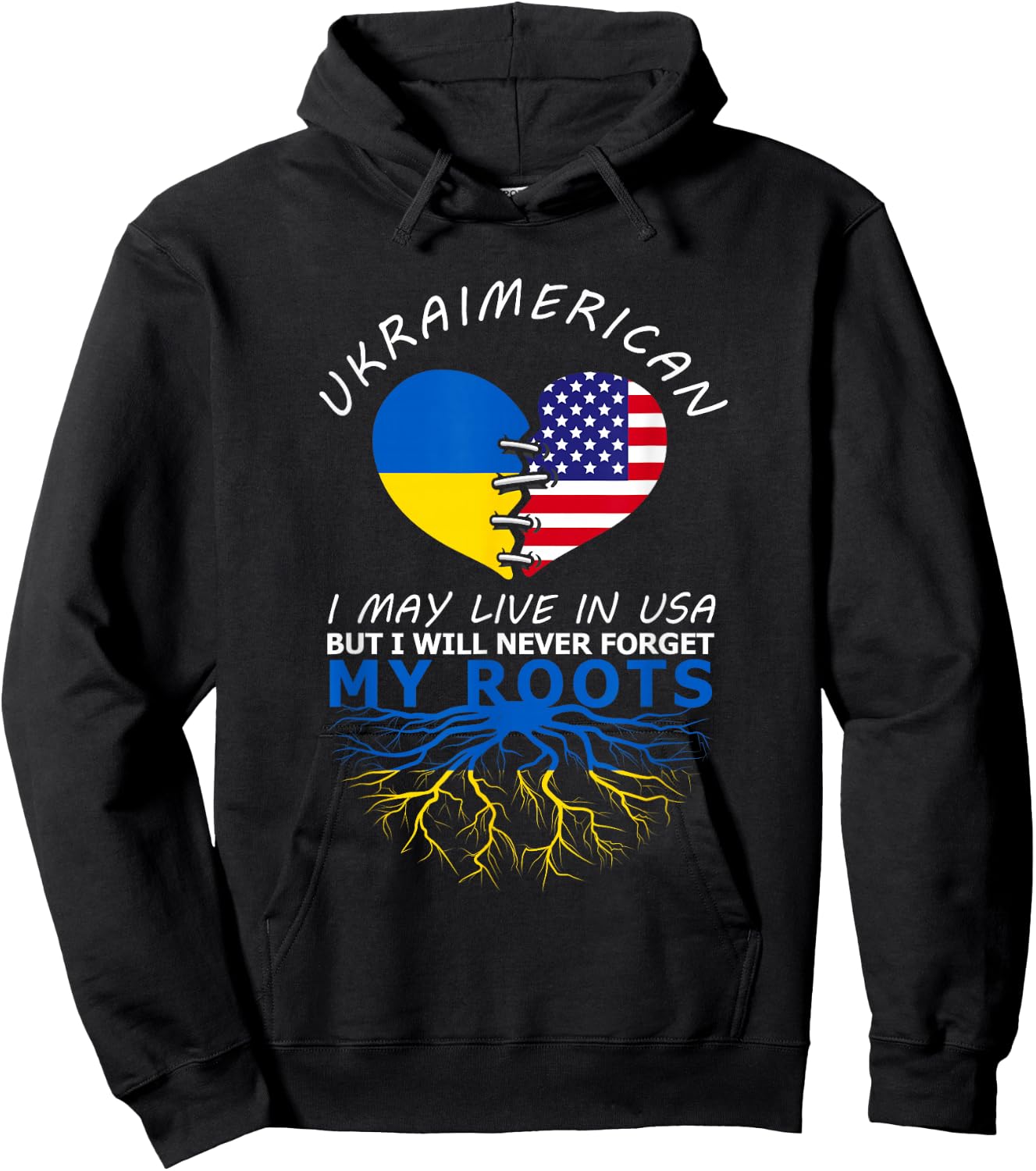 Ukraine USA Proud Of Both Countries Ukraimerican Hoodie - Hoodie | Black