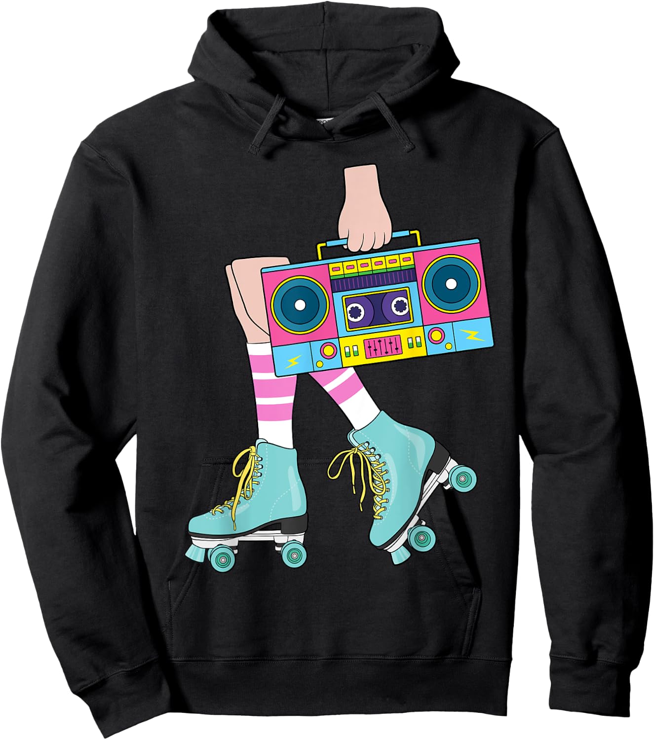 Roller Skating Retro 80's Roller Girl Funny Skater Skates Hoodie - Hoodie | Black