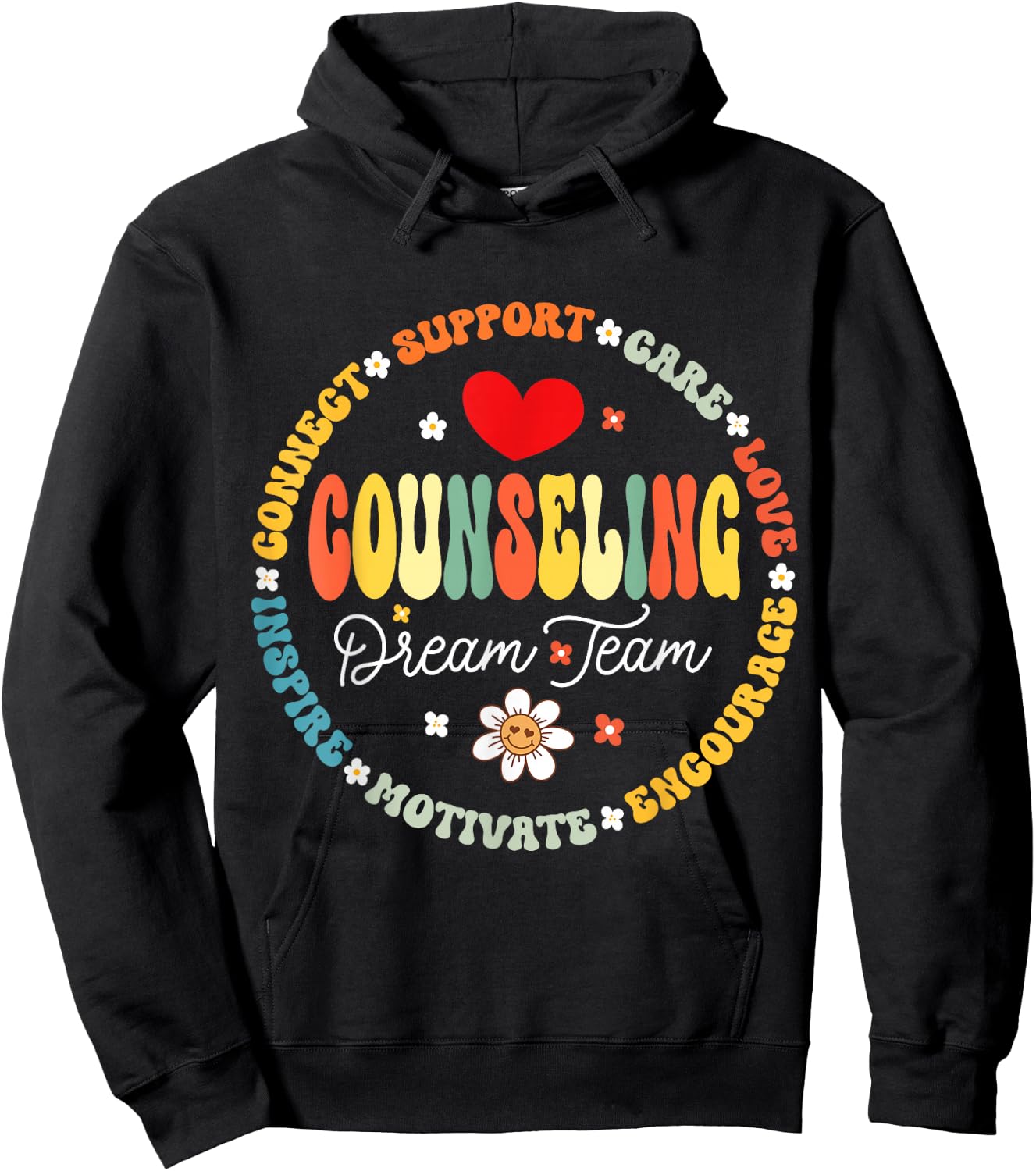 Groovy Counseling Dream Team Appreciation Back to School Hoodie - Hoodie | Black
