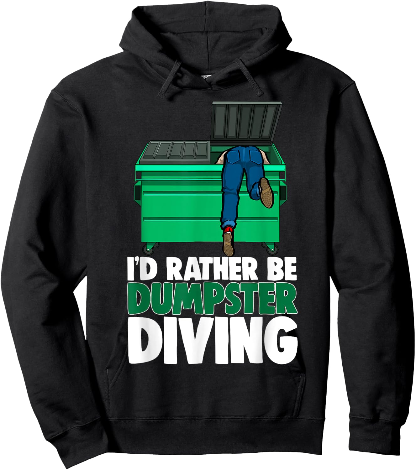 I'd Rather Be Dumpster Diving Men Valentines Day Love Hearts Hoodie - Hoodie | Black