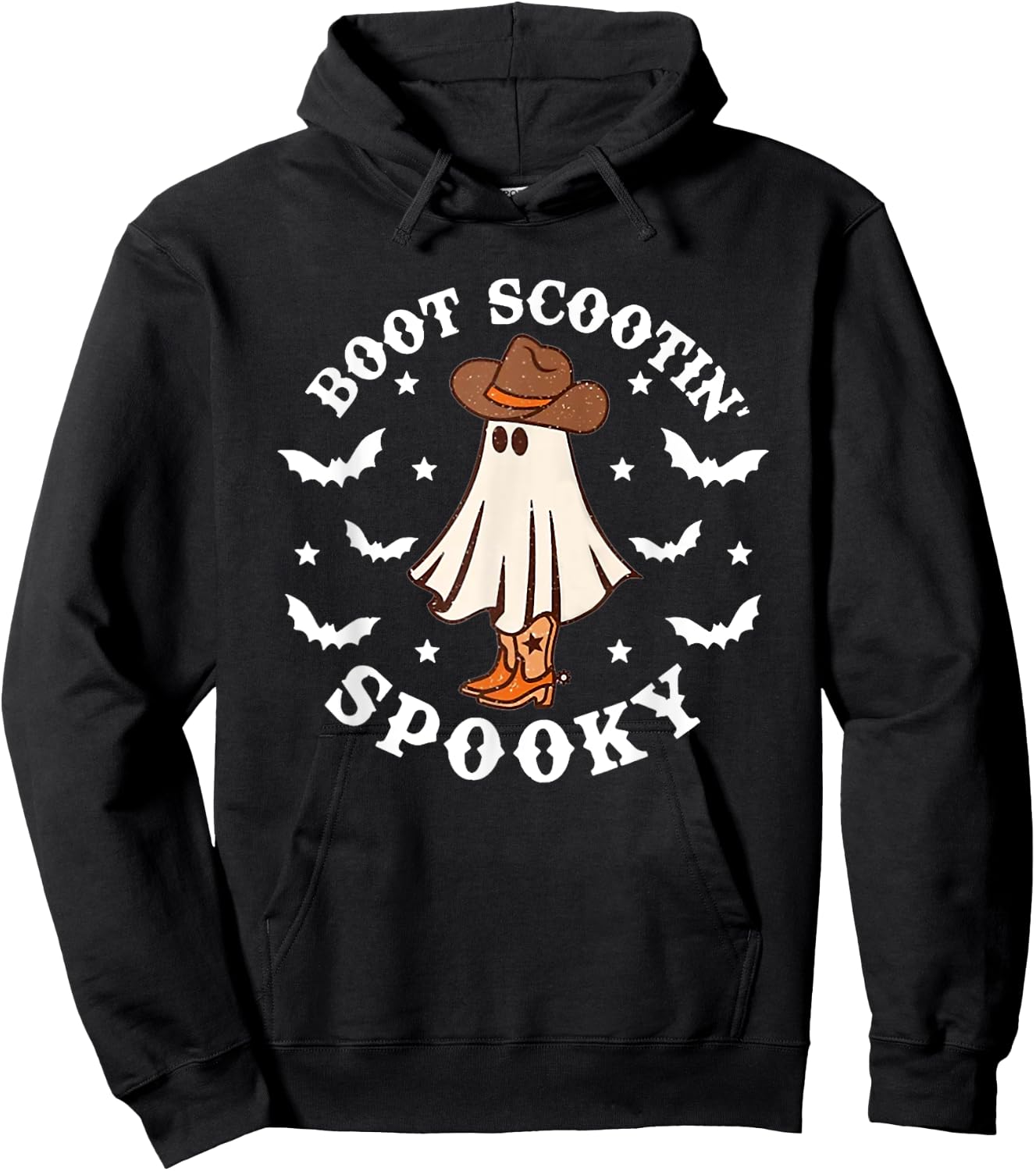 Retro Western Halloween Cute Ghost Funny Boot Scootin Spooky Hoodie - Hoodie | Black
