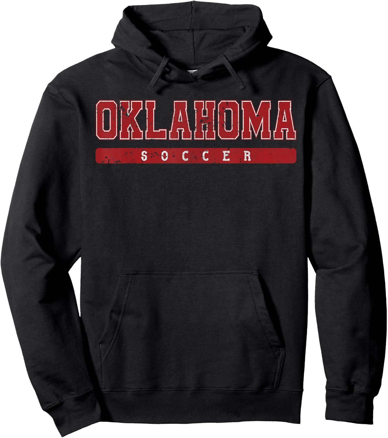 Oklahoma Soccer Red Vintage Text Hoodie - Hoodie | Black