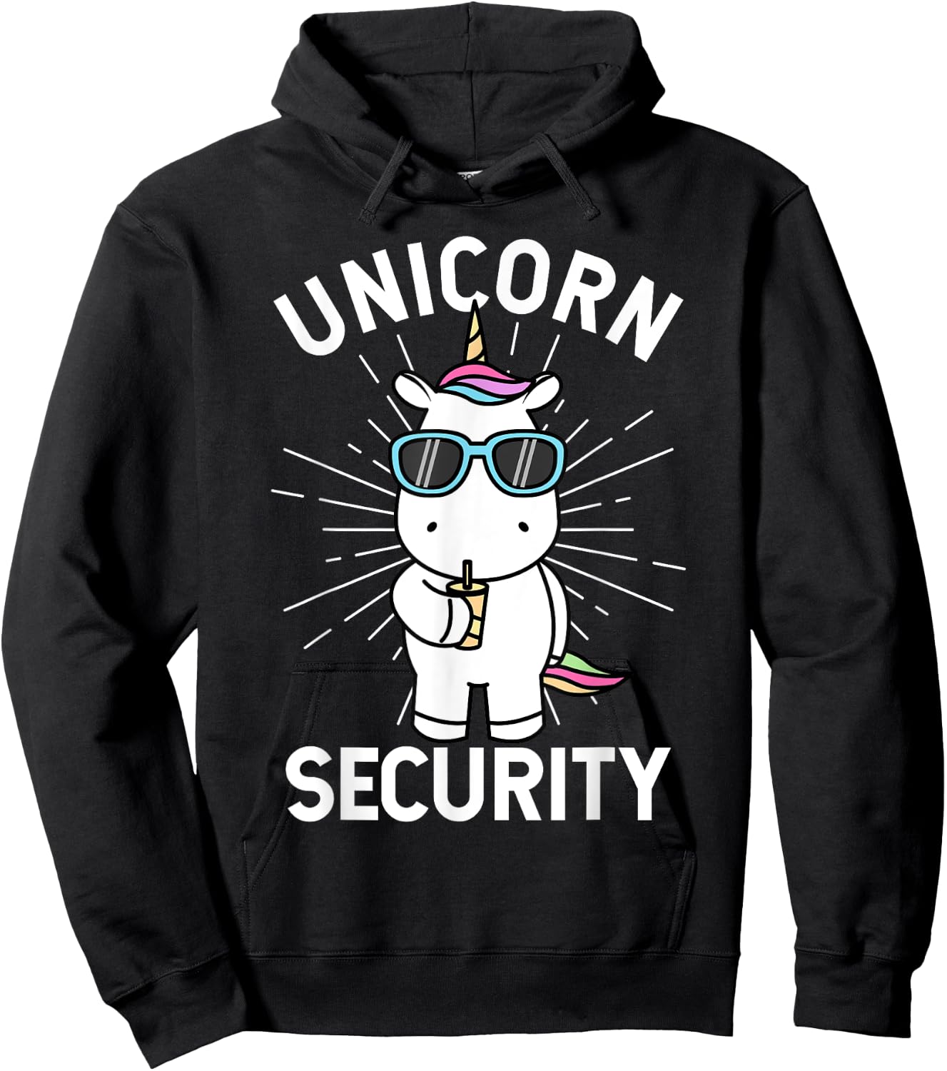 Halloween Dad Mom Daughter Adult Costume | Unicorn Security Hoodie - Hoodie | Black