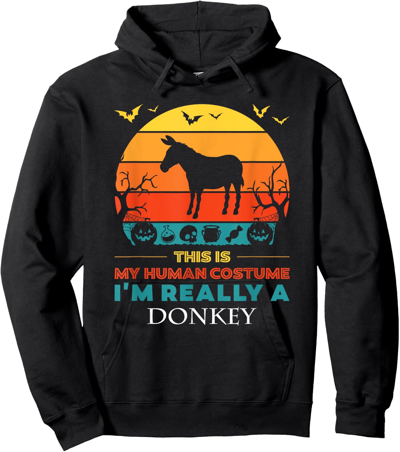 This Is My Human Costume I'm Really a Donkey Halloween Hoodie - Hoodie | Black